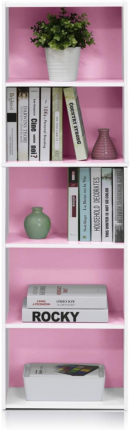 Thumbnail 4 de Furinno 5-Tier Reversible Open Shelf, White/Pink