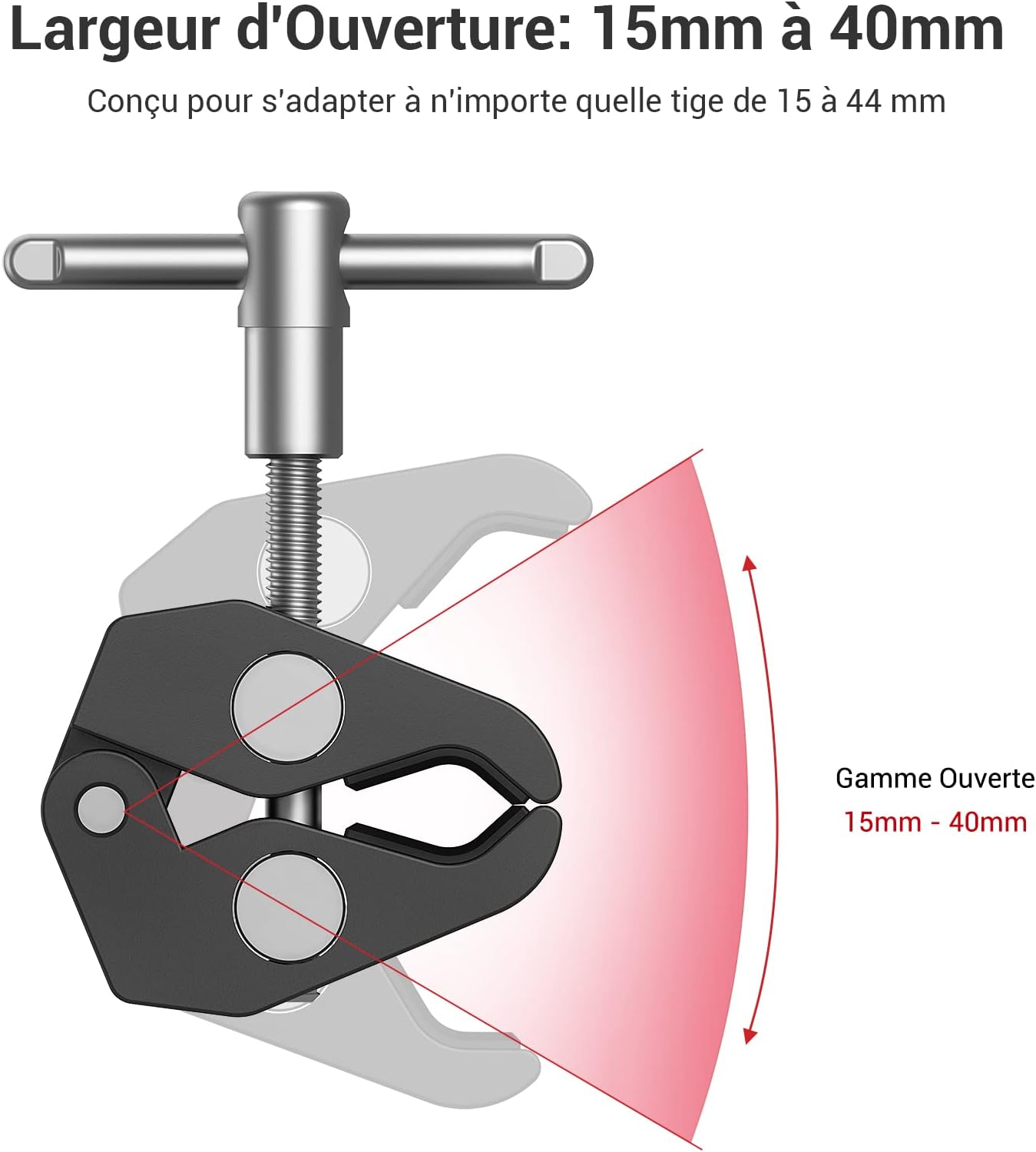 Thumbnail 3 de SMALLRIG Super Clamp + bras magique articulé 10 pouces 2732B (vis 1/4") pour moniteur LCD et éclairages LED