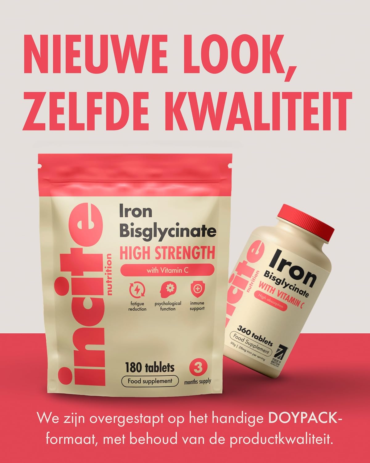 Detalle 2 de Incite Nutrition zachte ijzertabletten 28 mg ijzerbisglycinaat met vitamine C