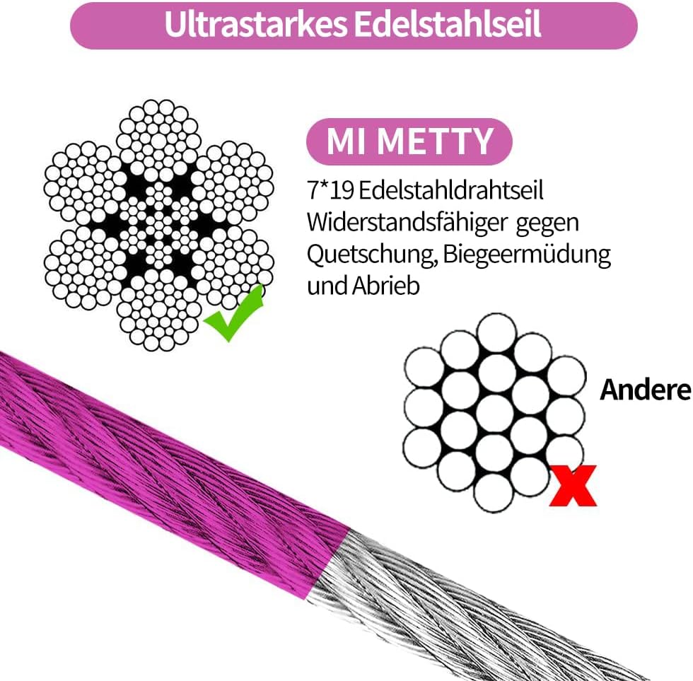 Thumbnail 1 de Mi Metty Tie-Out-Leine für Hunde (15 m) mit Federpuffer, 360° drehbarem Clip – für mittlere bis große Hunde, lila