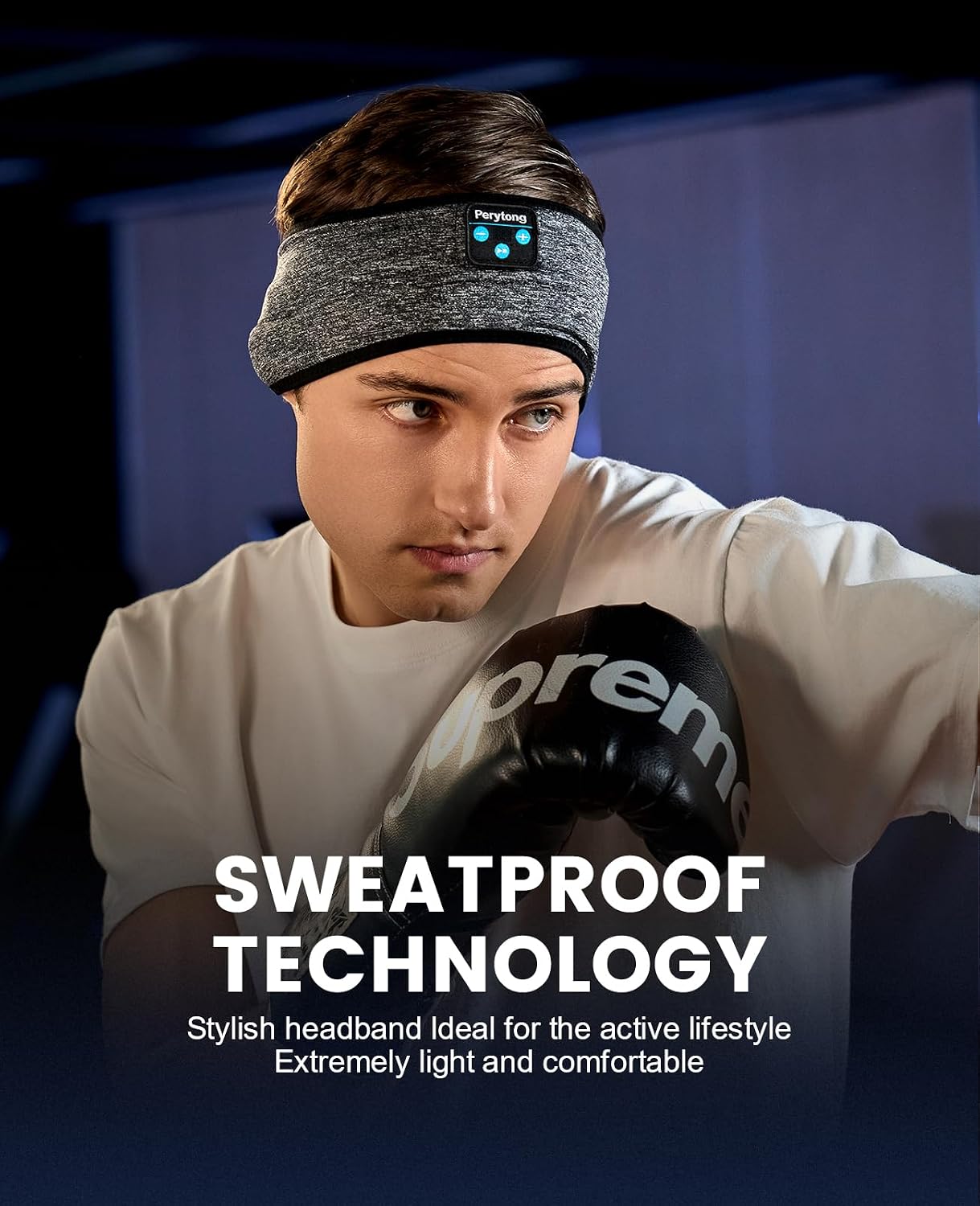 Detalle de Perytong Bluetooth Headband Headphones, Spandex, Bluetooth 5.4, 40mm Drivers