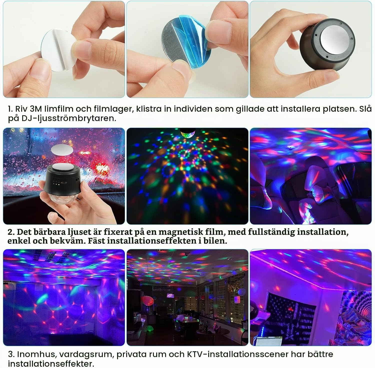 Thumbnail 6 de URAQT Disco Ball, minidiscokulor i 2-pack med röststyrning och RGB-LED