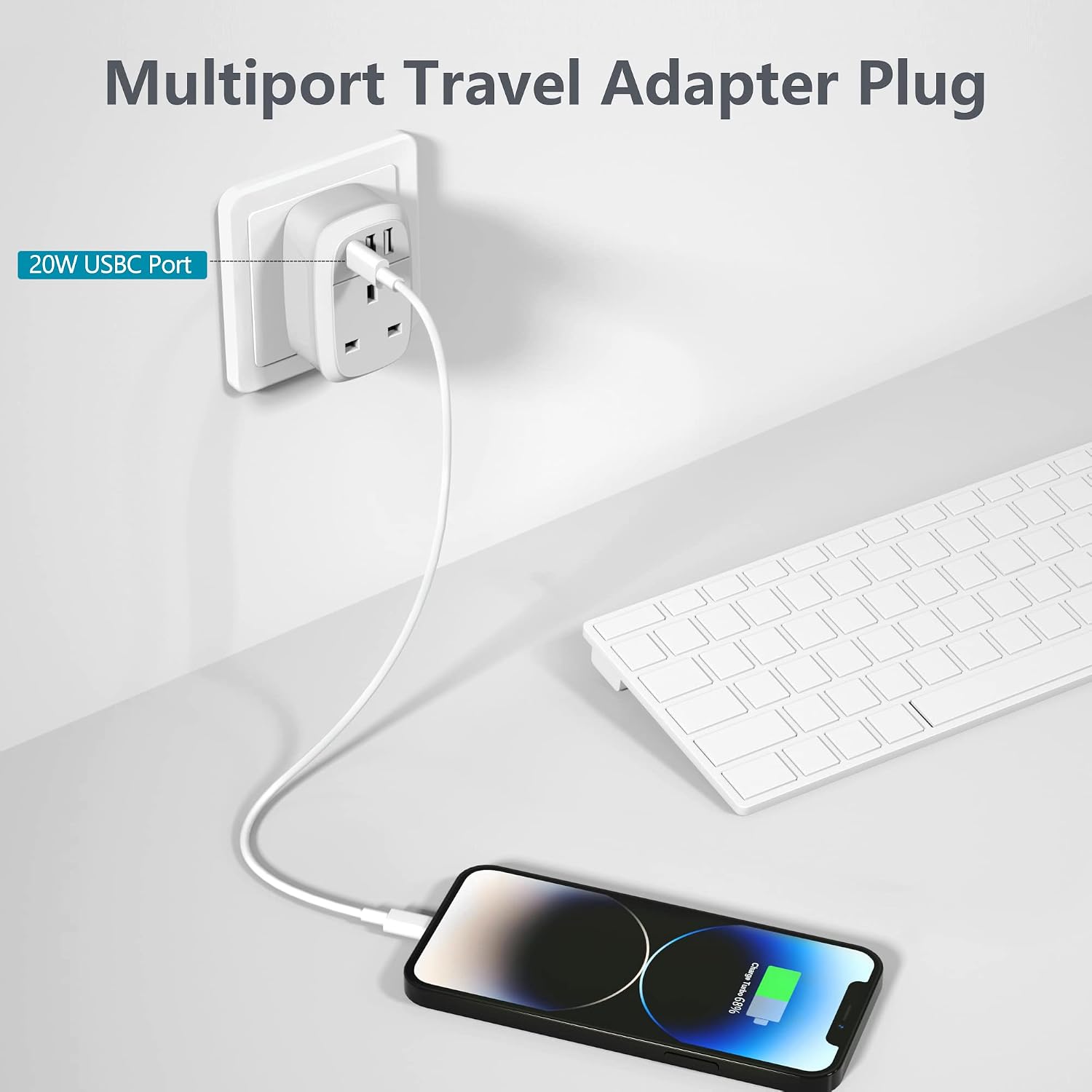 Thumbnail 6 de Cyzbim European Plug Adapter: UK to EU Schuko with 20W USB-C Fast Charge