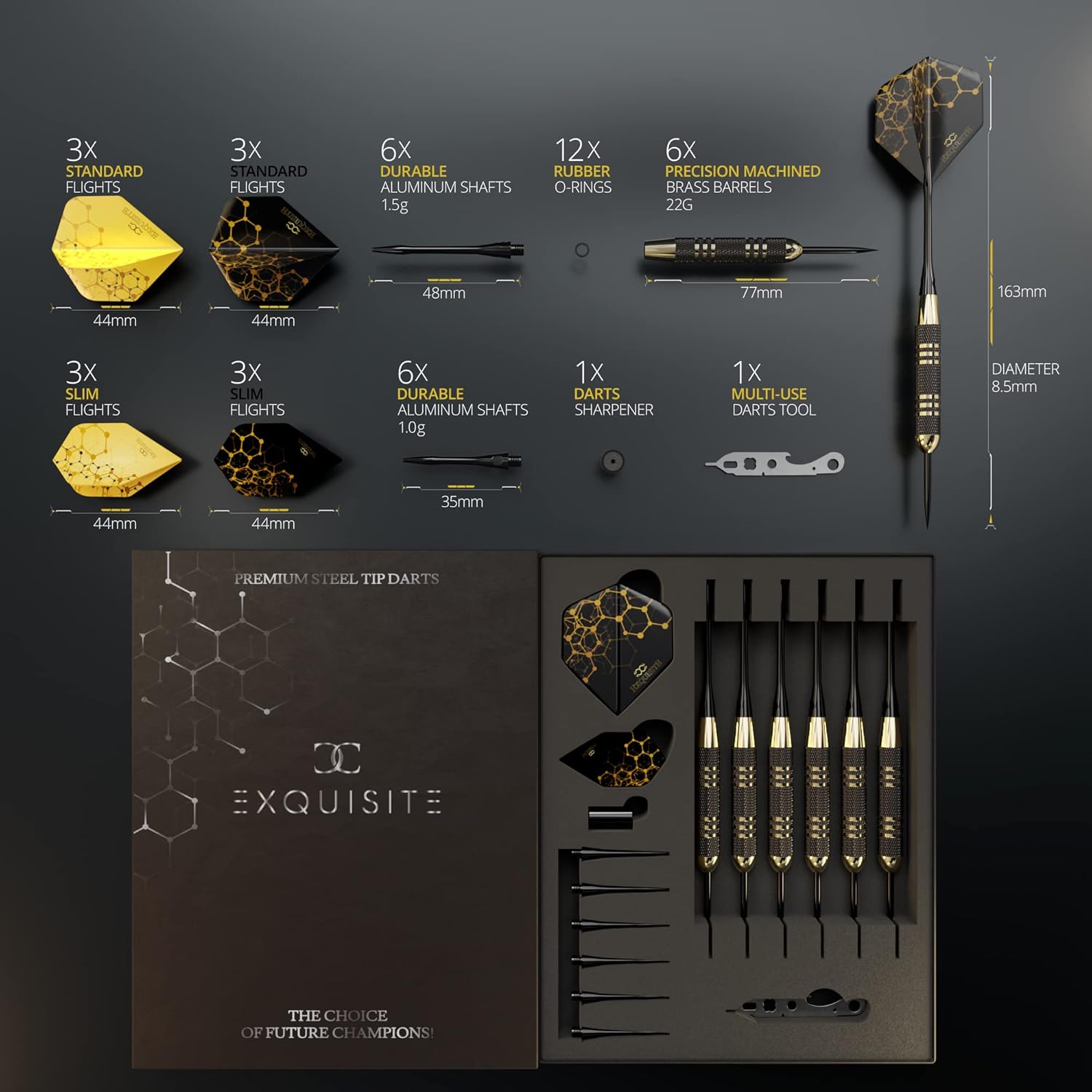 Thumbnail 6 de CC-Exquisite Premium Steel Tip Darts Set with Brass Barrels and Customizable Shafts