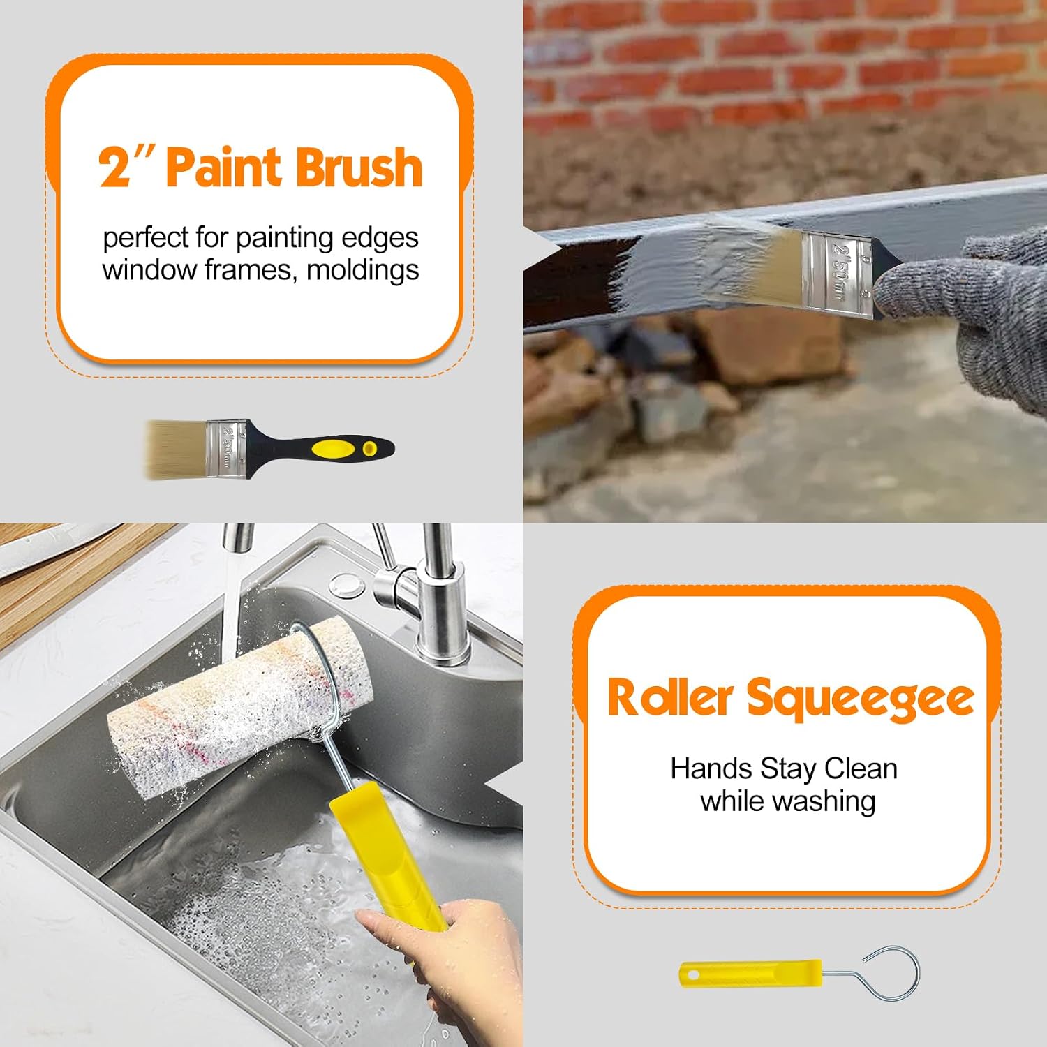 Thumbnail 6 de HpCuales 13pcs Paint Roller Set with Extension Pole – rollers, tray, brush, scraper and more