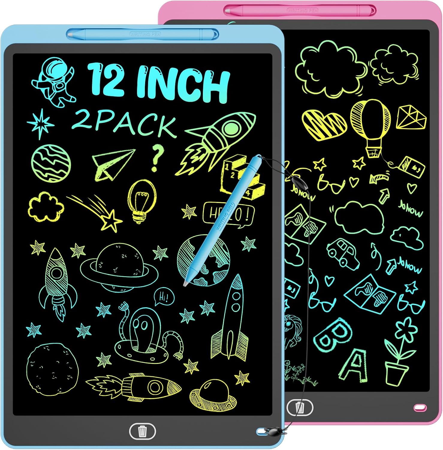 2 Pack LCD Schreibtafel bunt 12 Zoll
