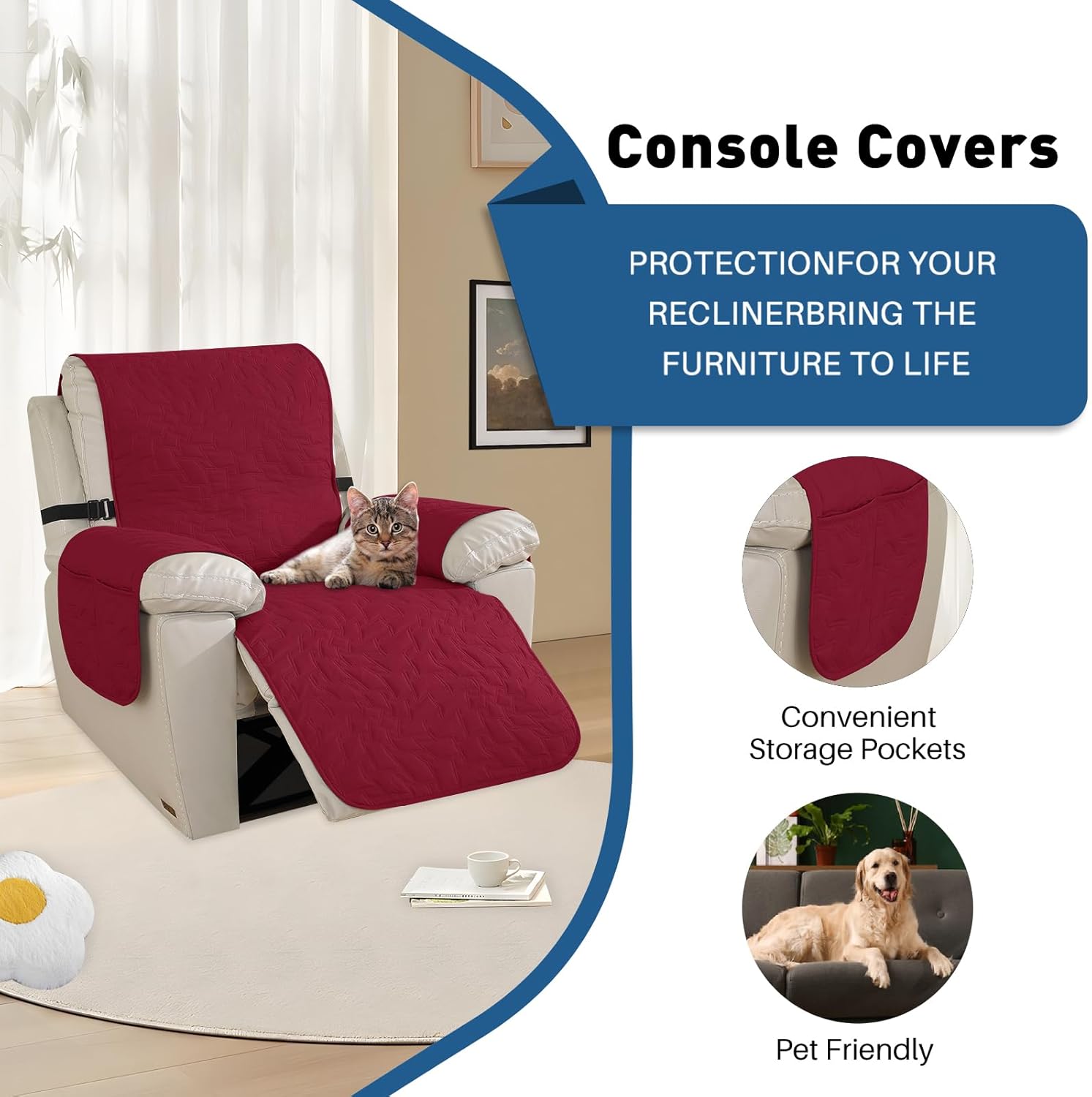 Thumbnail 4 de Ystyle Copripoltrona Relax Reclinabile 1 Posto con Braccioli – Copri poltrona impermeabile e antiscivolo