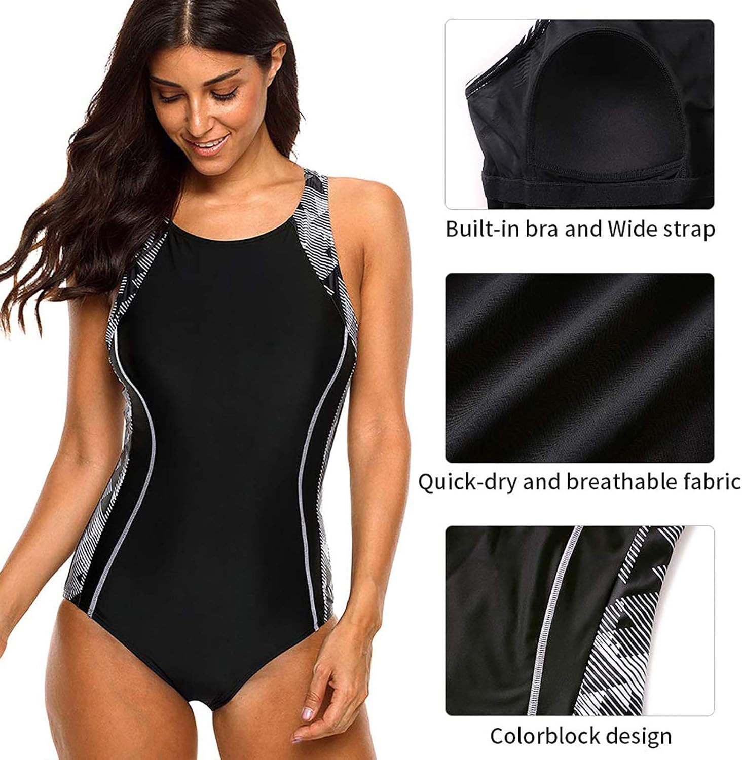 Detalle 1 de CharmLeaks Women's Athletic One-Piece Swimsuit