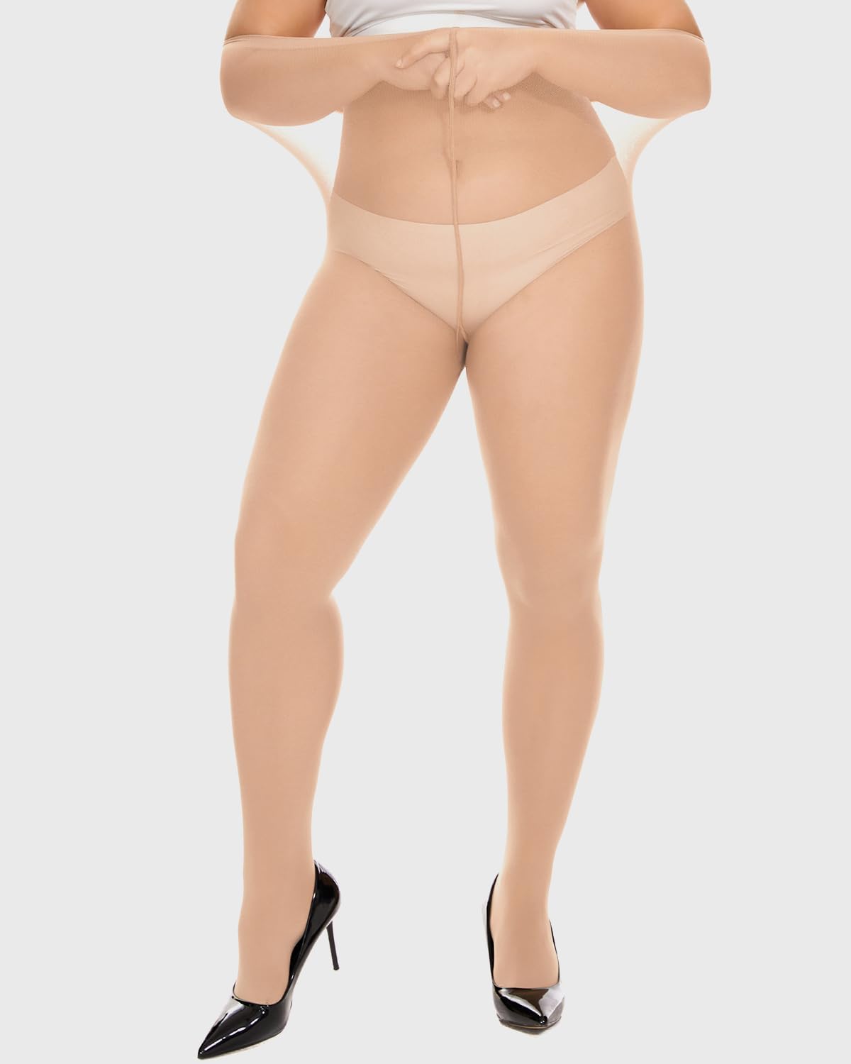 Detalle 2 de DUCMODA collant taglie forti curvy con rinforzo in microfibra morbida e vita alta (XL–4XL)