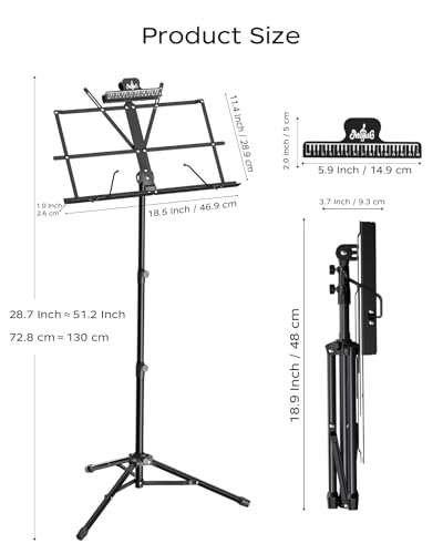 Thumbnail 6 de K KASONIC 2 in 1 Music Stand Collapsible with Sheet Clip & Carry Bag (Black)
