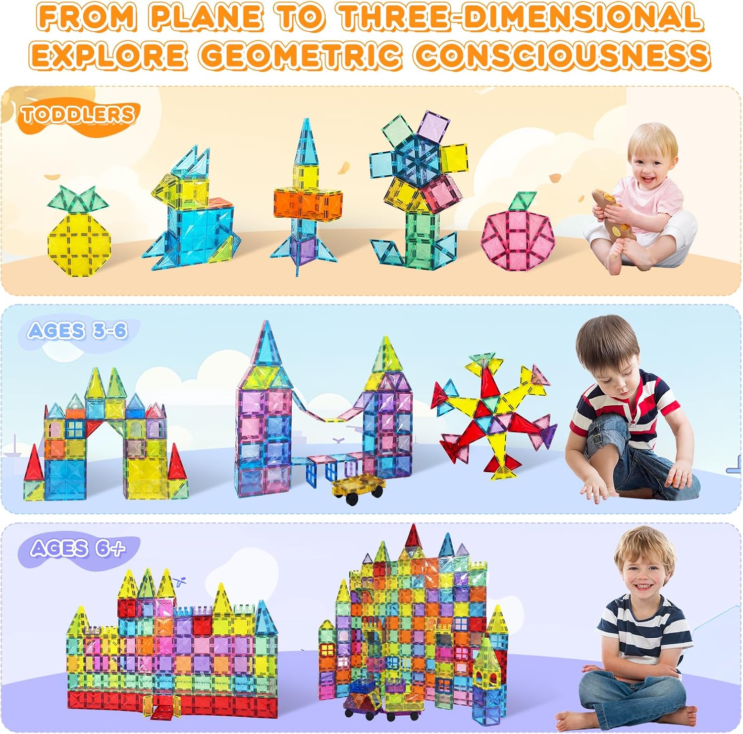 Thumbnail 1 de Paaxido Magnetic Tiles 100-Piece 4D Diamond Magnetic Blocks Set (STEM Preschool Building Toys)
