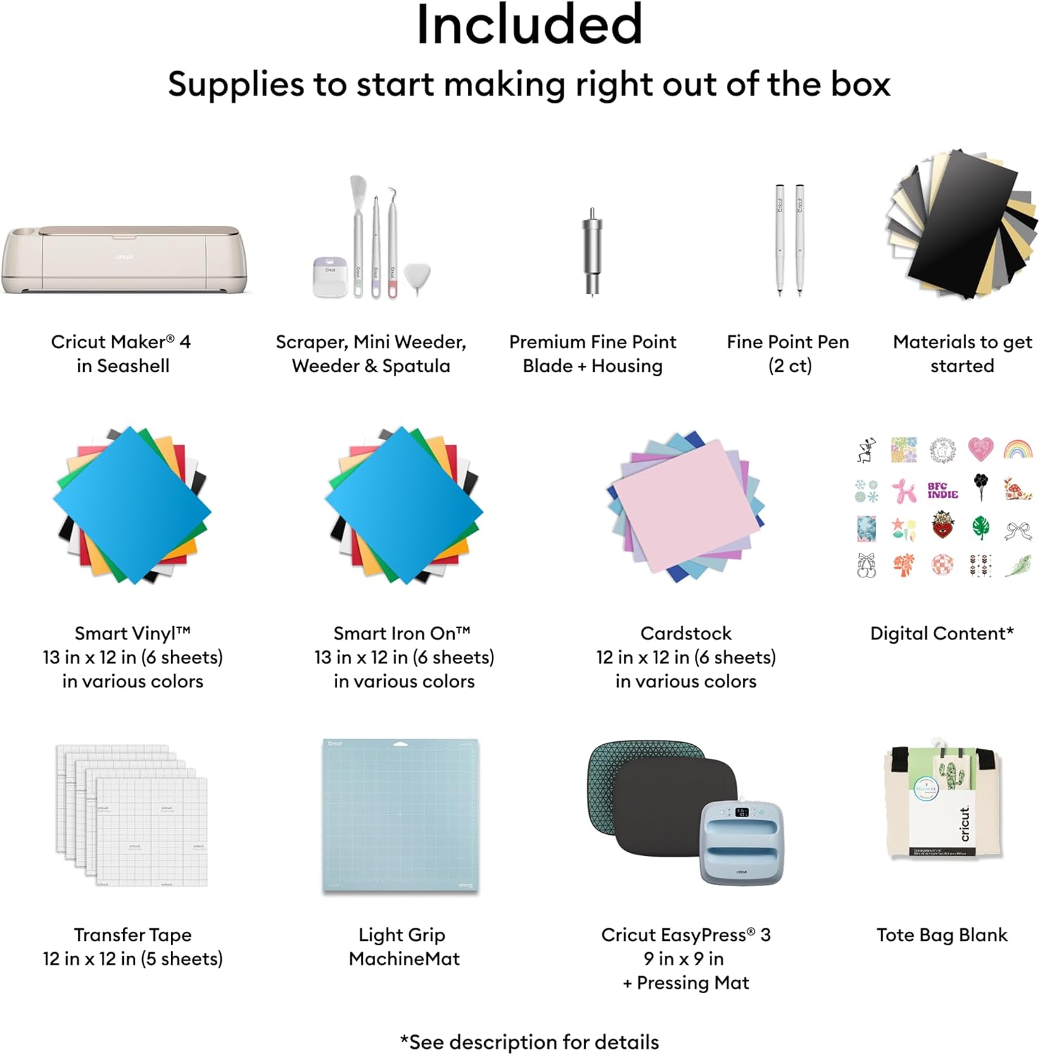 Detalle 2 de Cricut Maker 4 Smart Cutting Machine (Seashell) — Engagement Plus Bundle with EasyPress 3