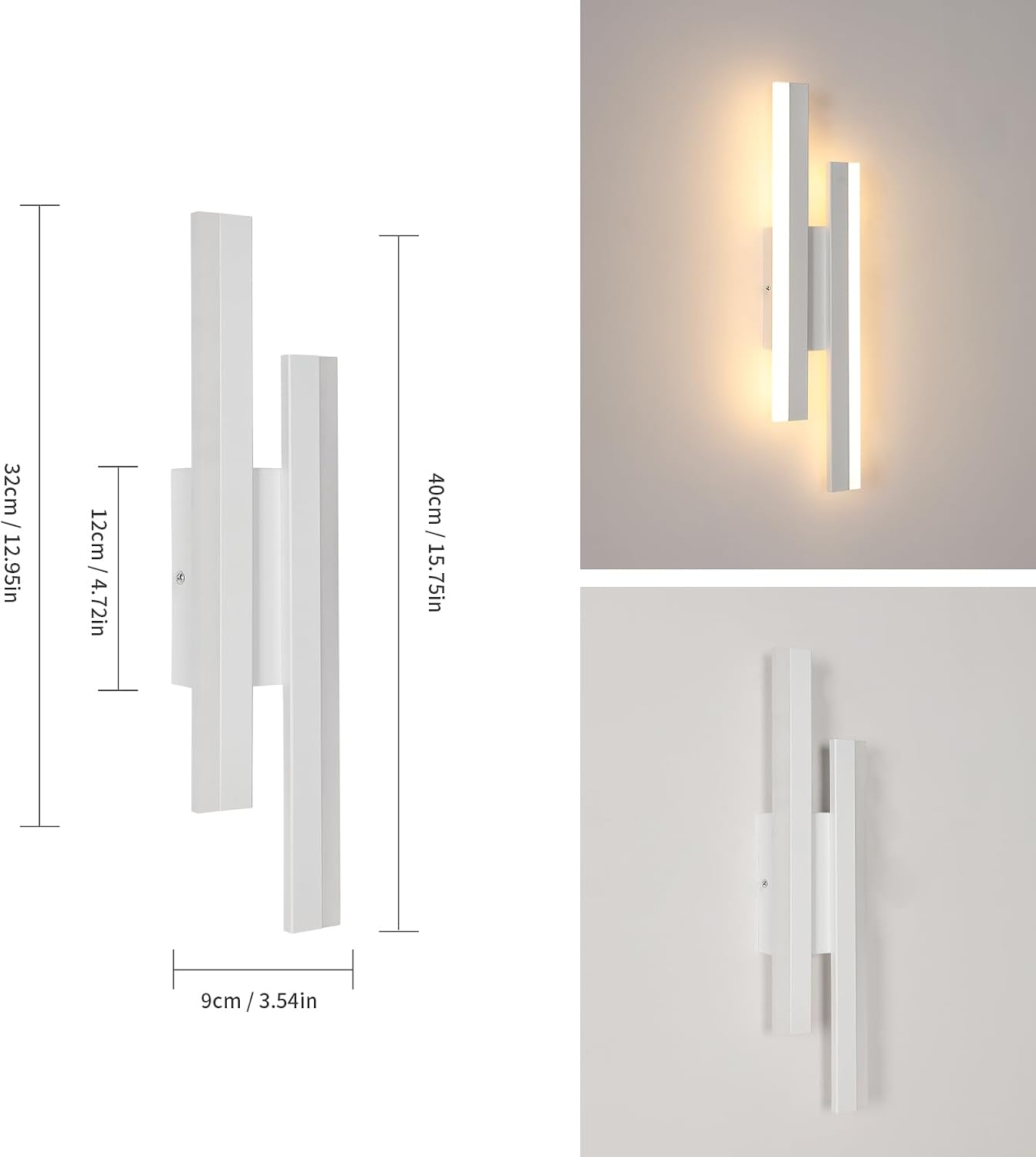 Detalle de Riserva RVDE-36 Modern LED Indoor Wall Light, 16W, 3000K Warm White
