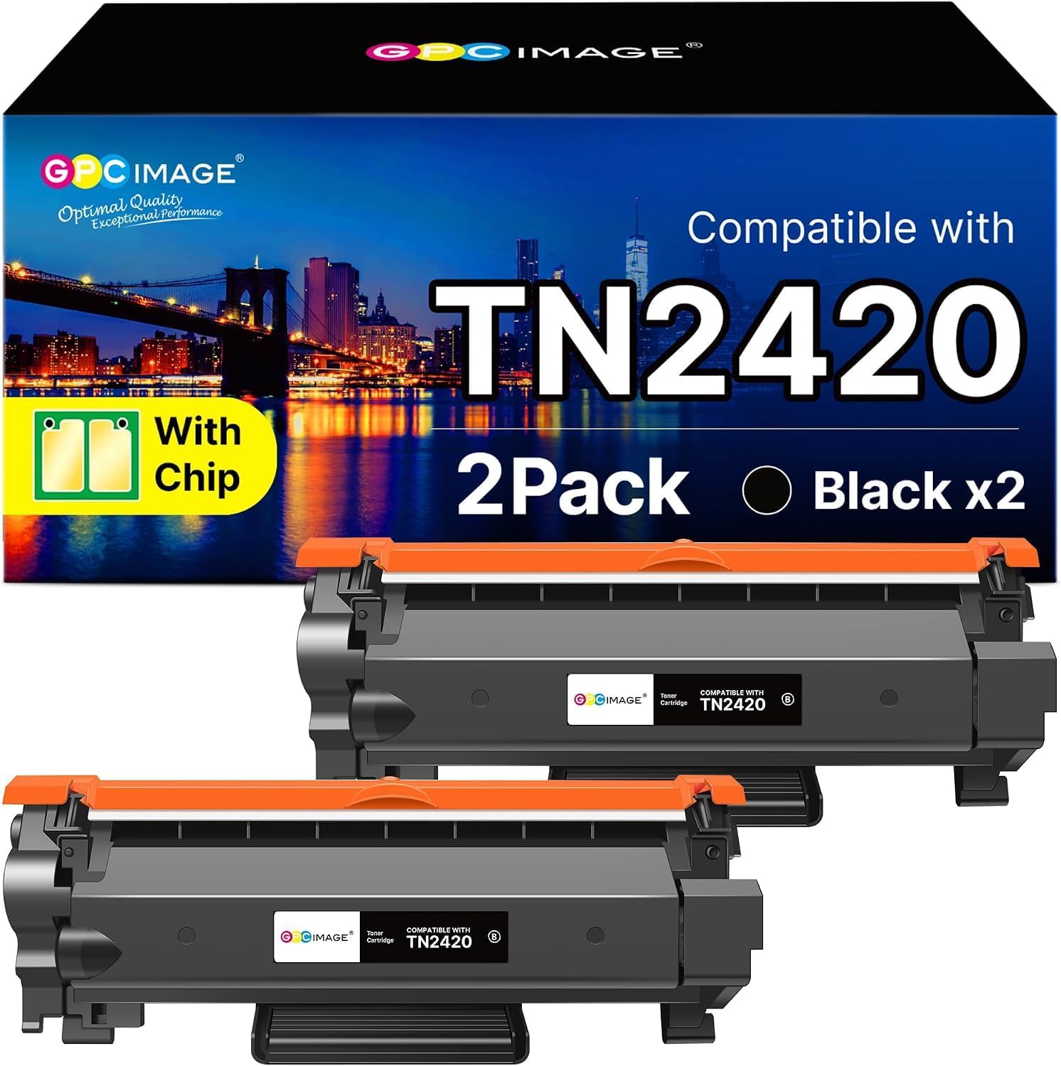 Detalle de GPC IMAGE TN2420/TN2410 confezione doppia compatibile per Brother (2-Pack nero)