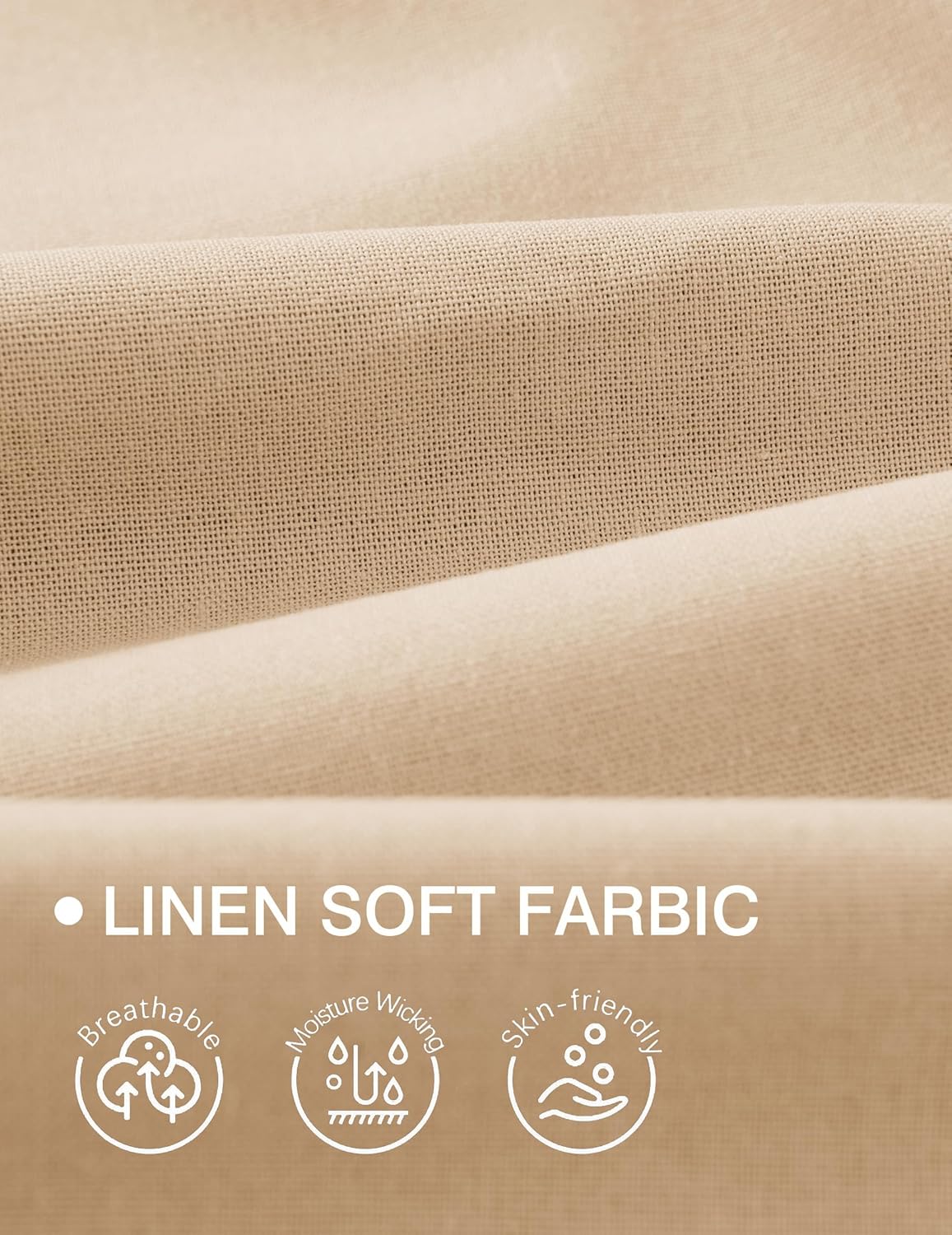 Detalle de COOFANDY Herren Leinen Shorts – Kurze Leinenhosen mit Gummibund und Bohemian-Detail