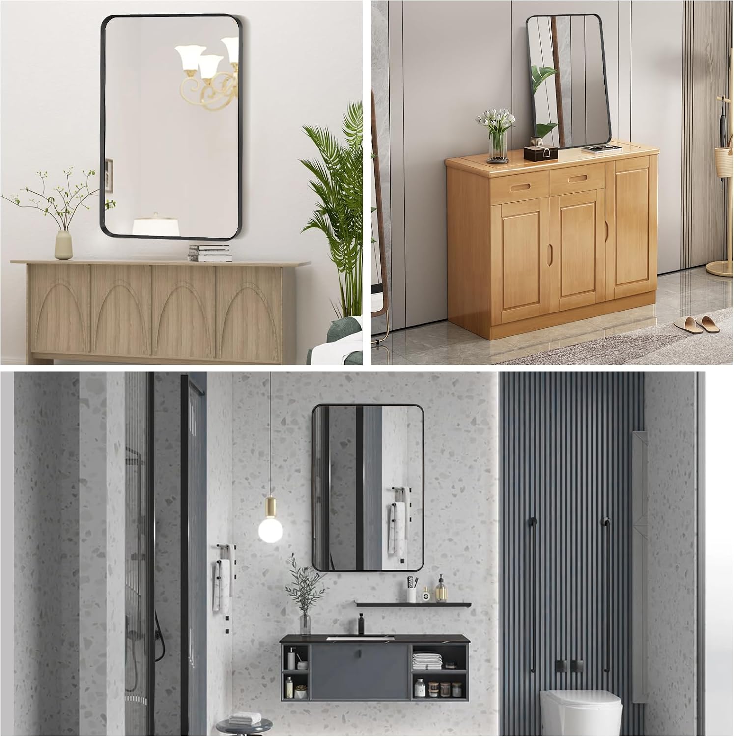 Thumbnail 2 de Minuover Wall Mount Mirror 24x36 in Brushed Black