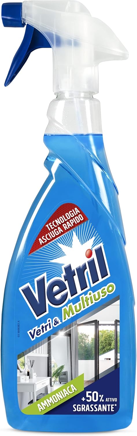 Detalle de Vetril Ammoniaca Spray 650 ml x 4 — Vetri e Superfici, azione sgrassante senza aloni