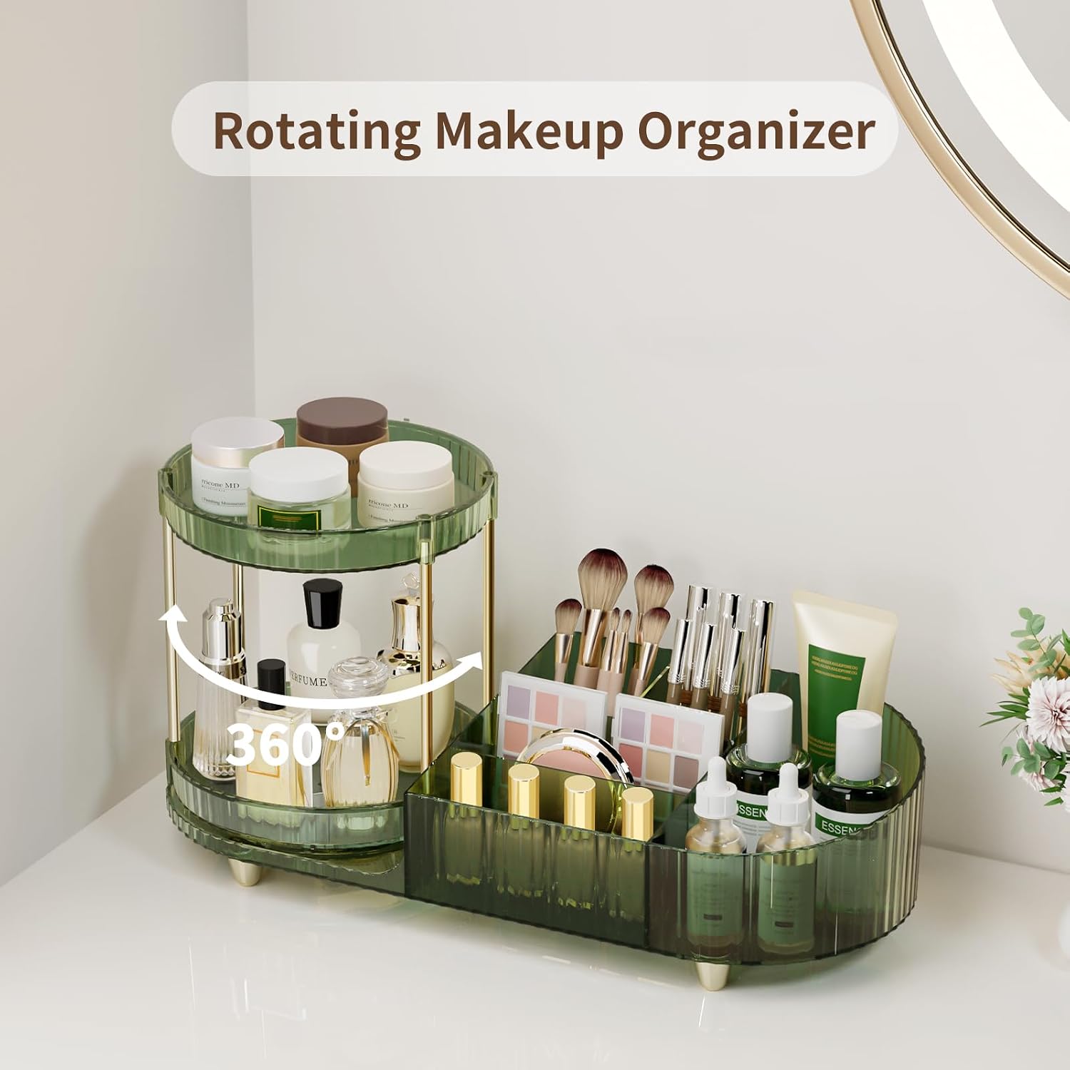 Detalle 2 de Jywantful makeup storage 360° Rotating Makeup Organizer, Dark Green Acrylic