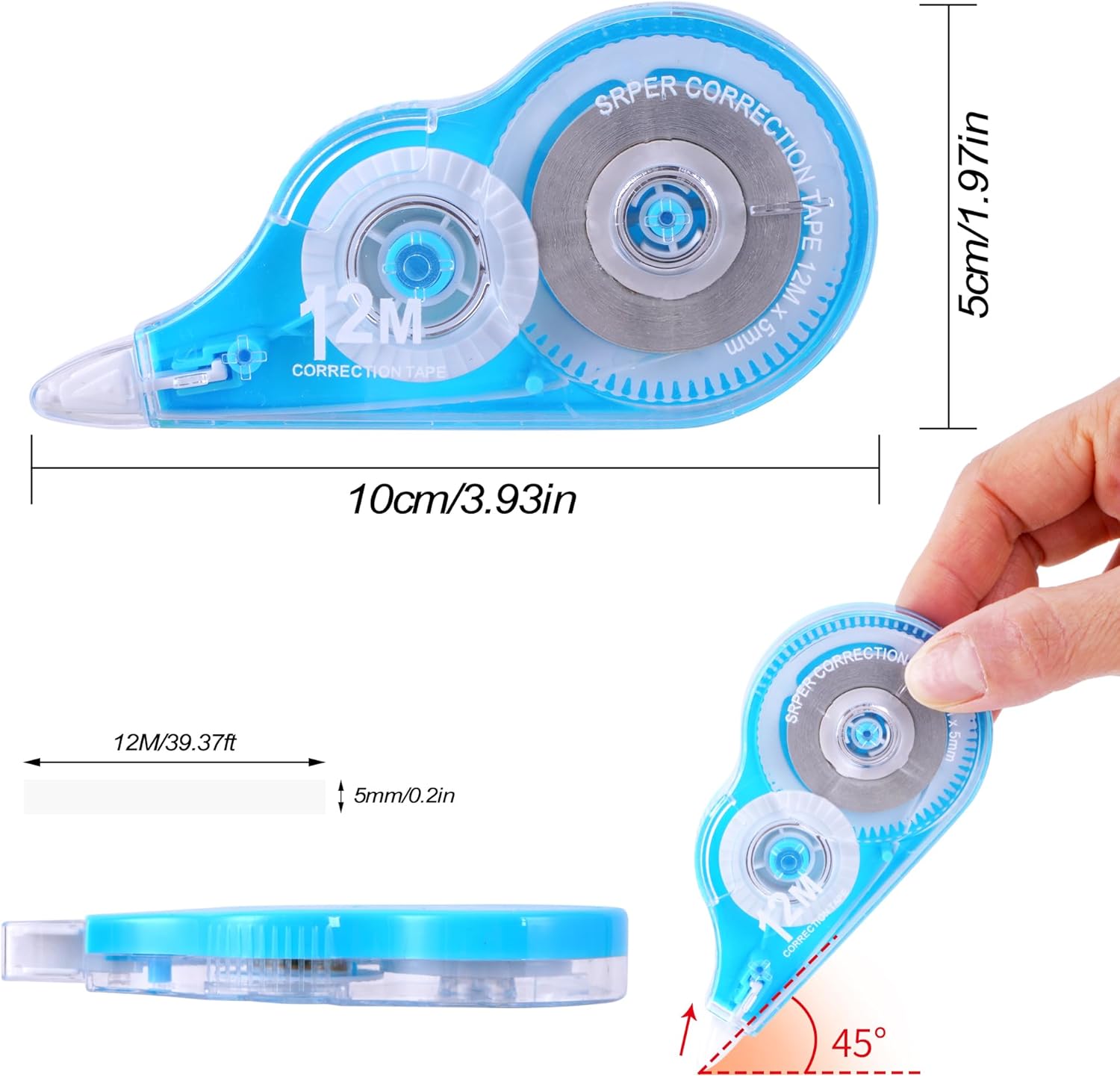 Thumbnail 1 de Jewan Bianchetto a Nastro 12 m x 5 mm — 10 pezzi, correttore a nastro con protezione per bambini e studenti