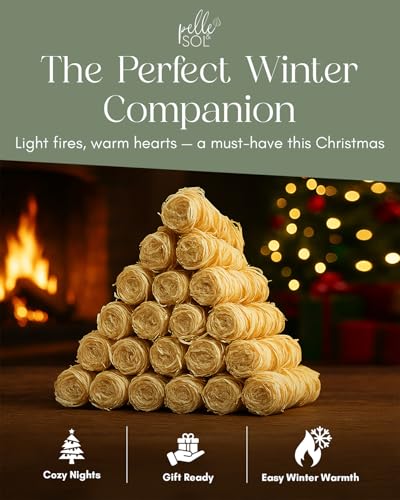 Detalle de Pelle & Sol 200 Natural Firelighters – Long Burning, Eco Fire Starter for Wood Burners and BBQ