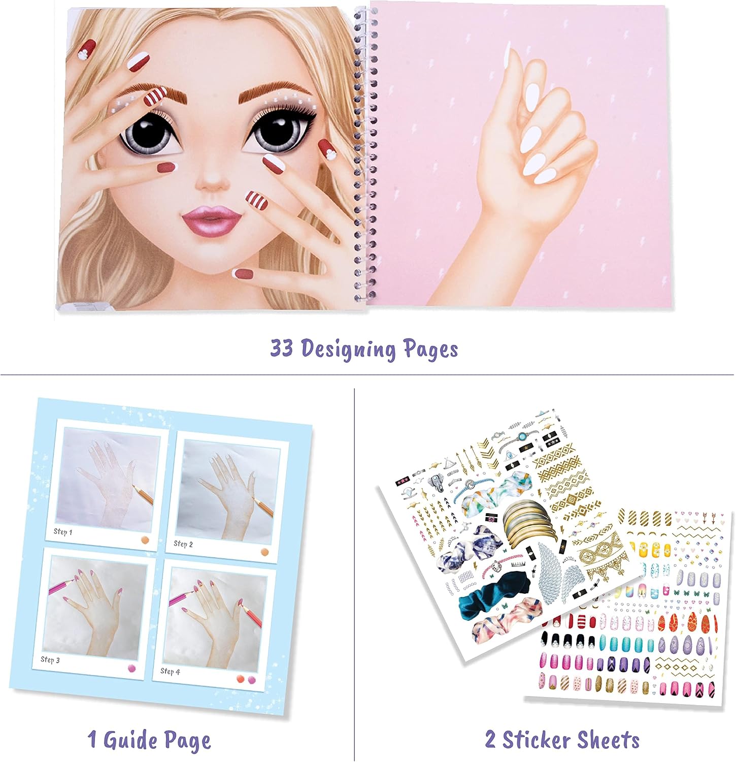 Detalle de BSCOOL Kids' Nail Art Book with 100+ Stickers