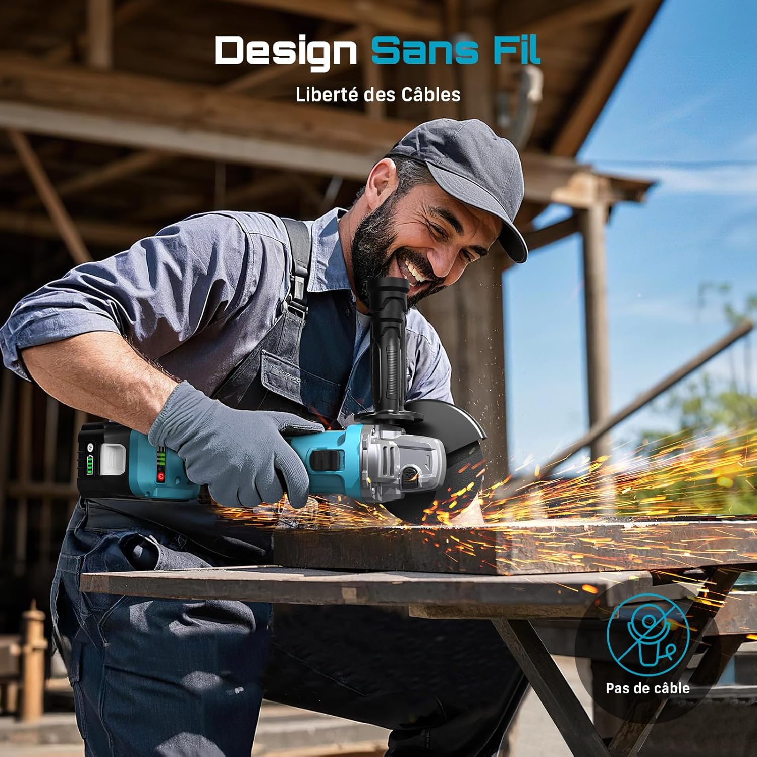 Thumbnail 6 de SEESII Meuleuse d'angle sans fil 125 mm 2x4000 mAh