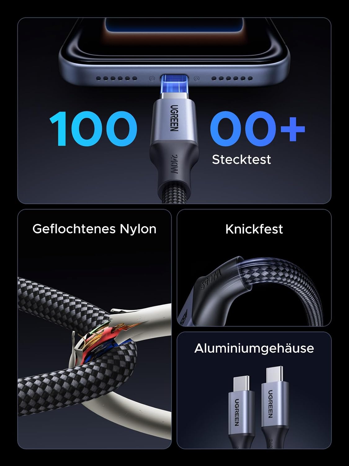 Thumbnail 6 de UGREEN Magnetisches 240W USB-C Kabel – Selbstaufwicklung, PD 3.1, E-Marker, 1 m