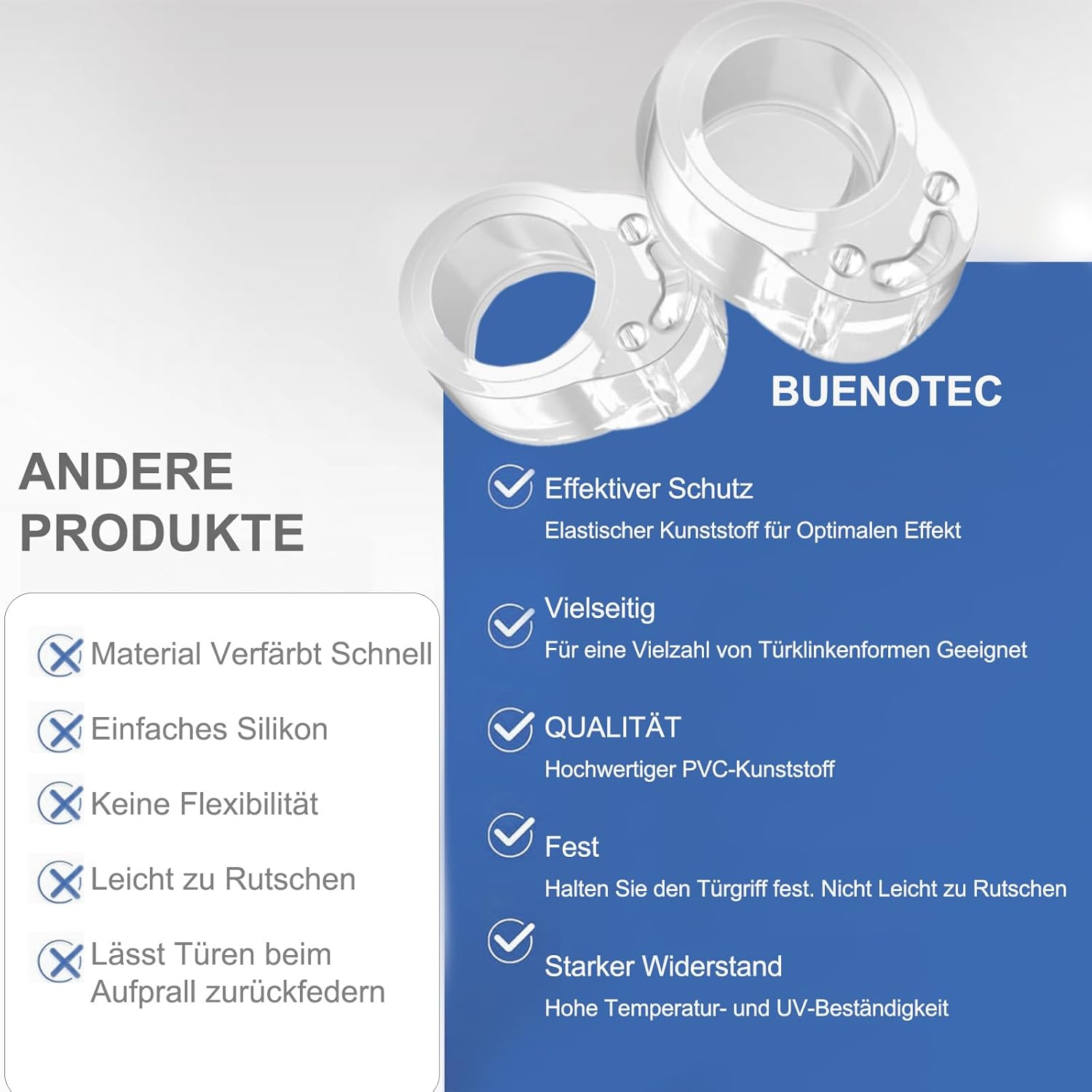 Thumbnail 3 de Türklinkenpuffer 8er-Set Türstopper aus transparentem Silikon (Ø 18 mm) – zum Schutz von Türgriff & Fensterklinke