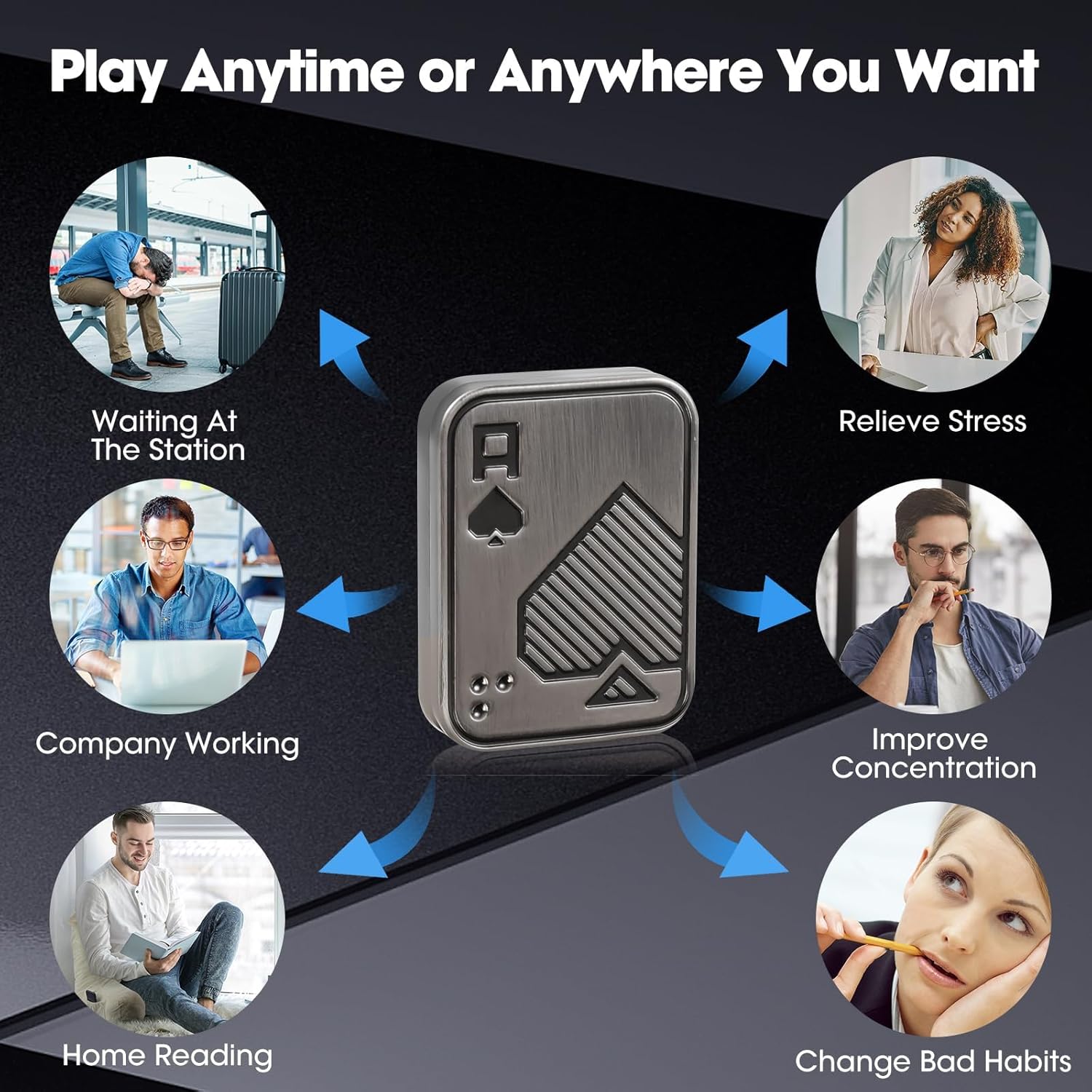 Thumbnail 1 de Bufccy Fidget Slider Metal Poker Push Card (Silver A) — magnetic hand spinner for adults