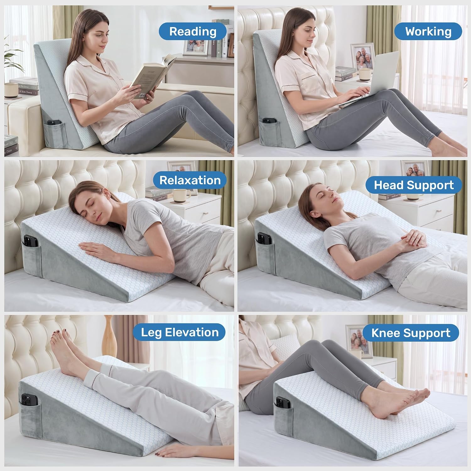 Detalle de puredown PD-PP82038-8 Bed Wedge Pillow, 8-Inch Cooling Memory Foam