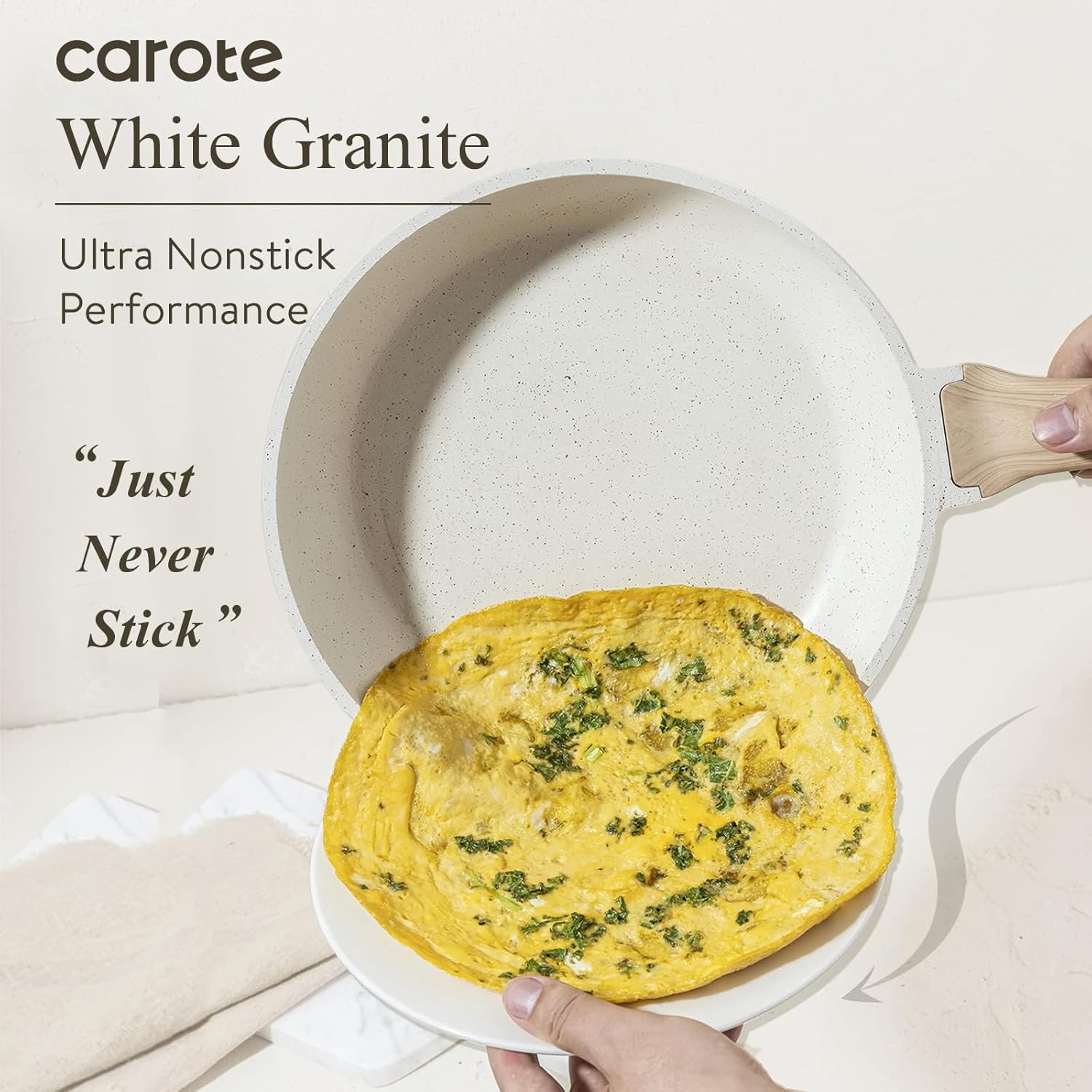 Detalle de CAROTE 12-Inch Non Stick Frying Pan Skillet – Granite Chef Pan, Induction Compatible