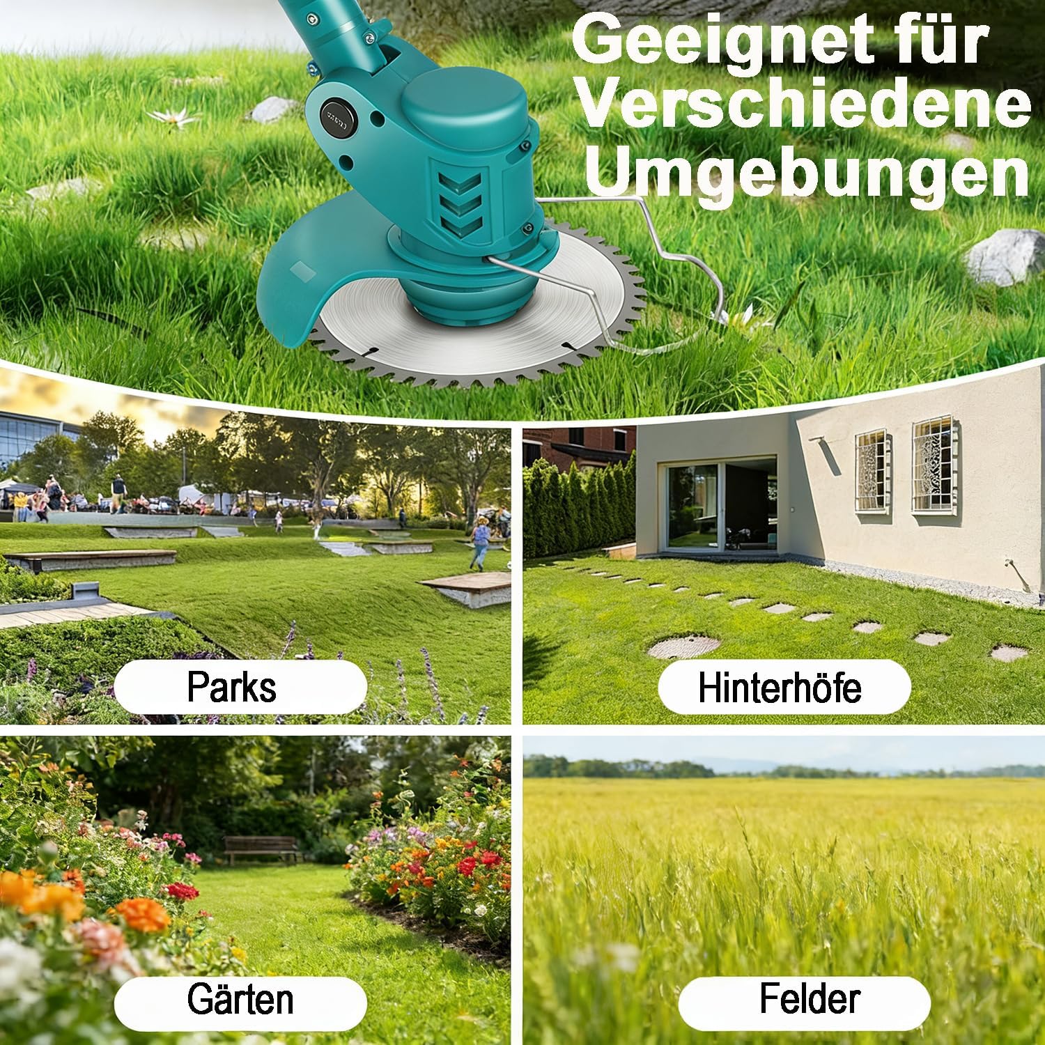 Thumbnail 6 de Akku-Rasentrimmer für Makita-Akkus (21 V) mit 2× 4.000 mAh, Ladegerät und 90°-Drehkopf