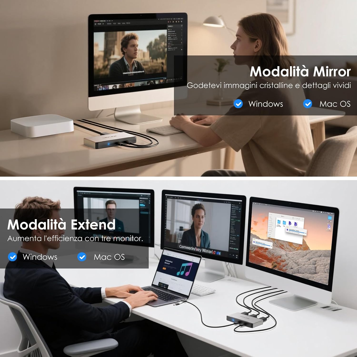 Thumbnail 2 de WAVLINK Docking station per 3 monitor 4K su macOS (M1/M2/M3/M4) con 3 HDMI e 2 DP, USB-C/USB-A e PD 100W