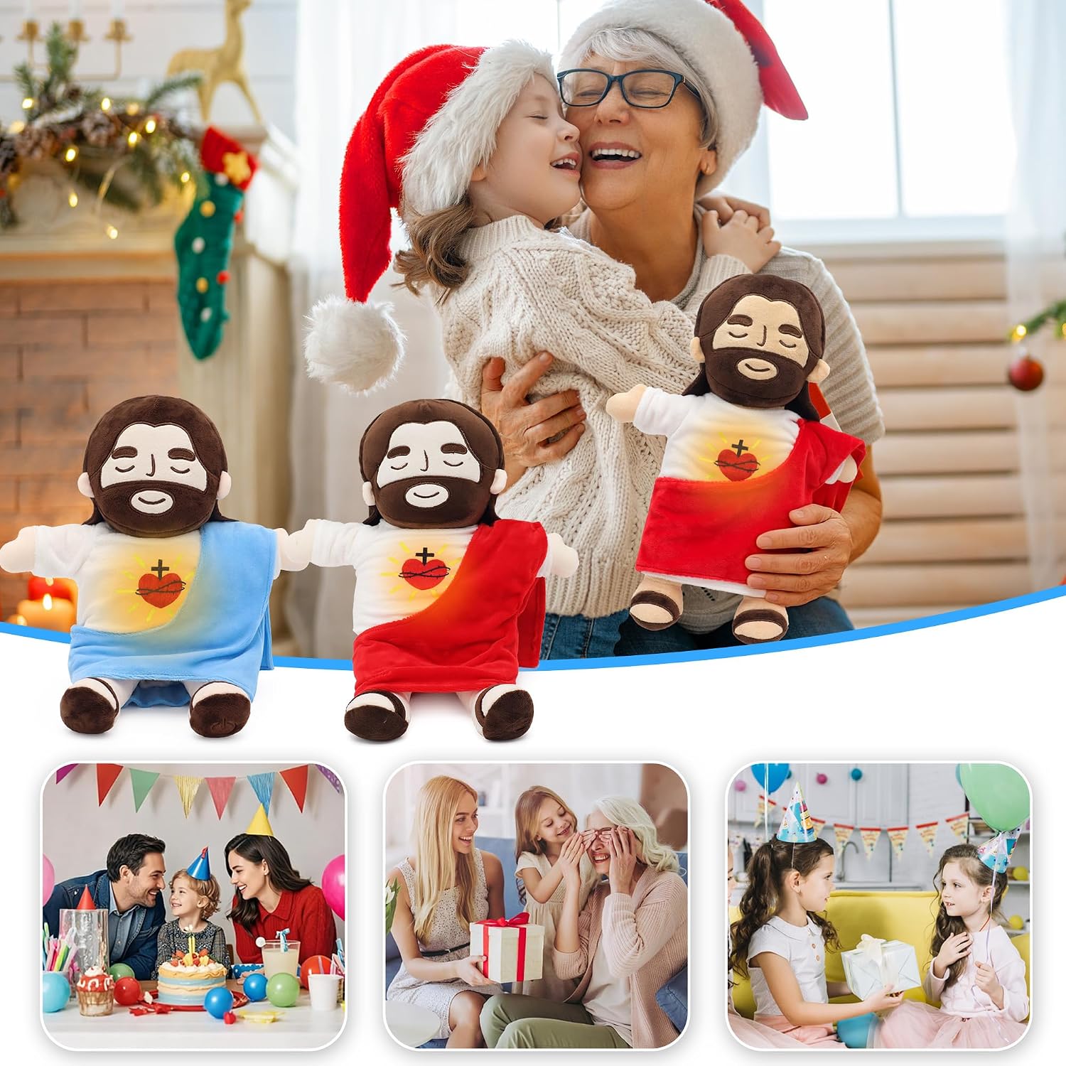 Detalle de Yelakey Jesus Plush that Breaths (Red) — 13.8-Inch Breathing Jesus Stuffed Doll