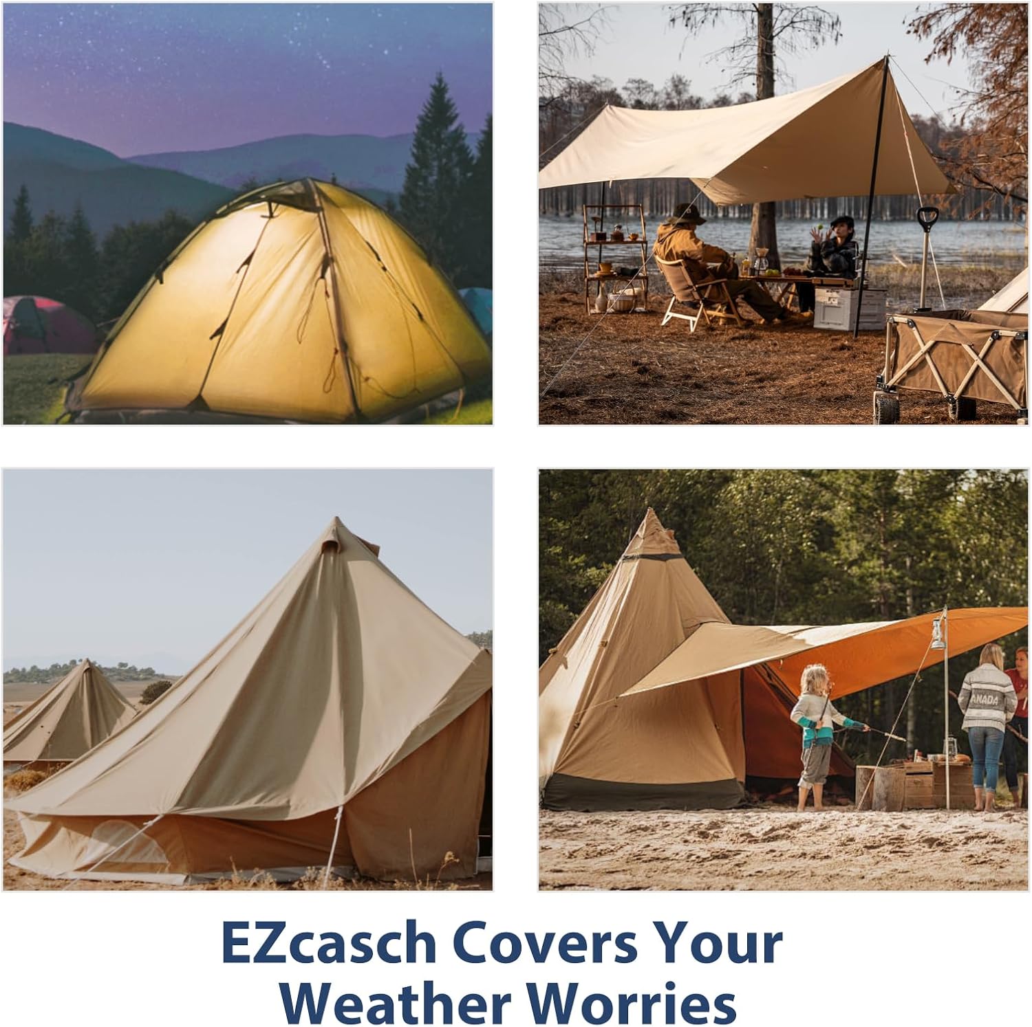 Detalle de Ezcasch EZFBPB0016MG 12' x 12' Canvas Tarp, 22 mil, Yellow