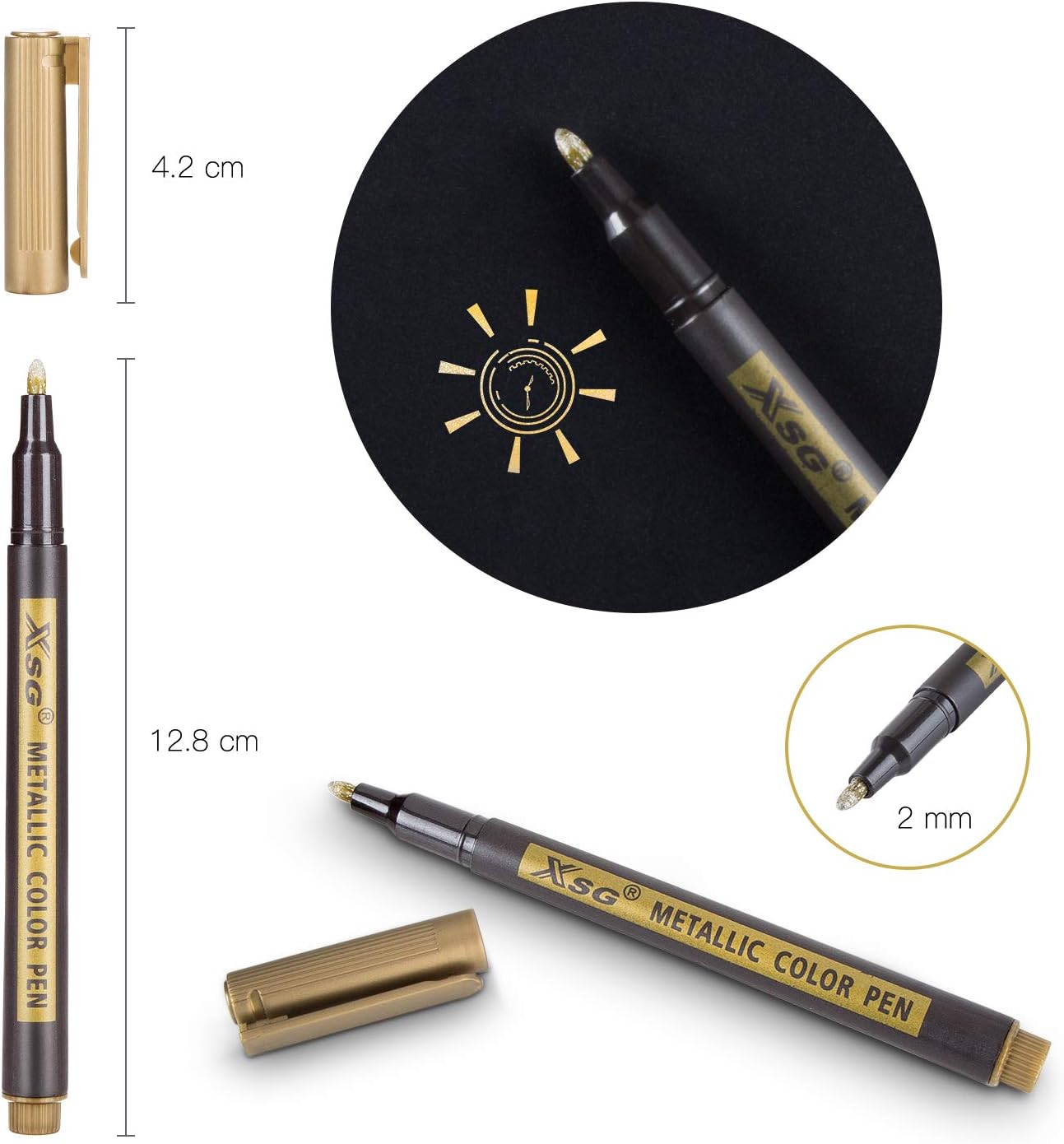 Thumbnail 2 de ABEIER Metallic Marker Stifte: 20-farbiges Metall-Set für Schwarzpapier und vielfältige Materialien