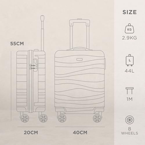 Thumbnail 2 de AVIO Wave Cabin Suitcase 55x40x20cm — Lightweight ABS Carry-On with 4 Double Spinner Wheels