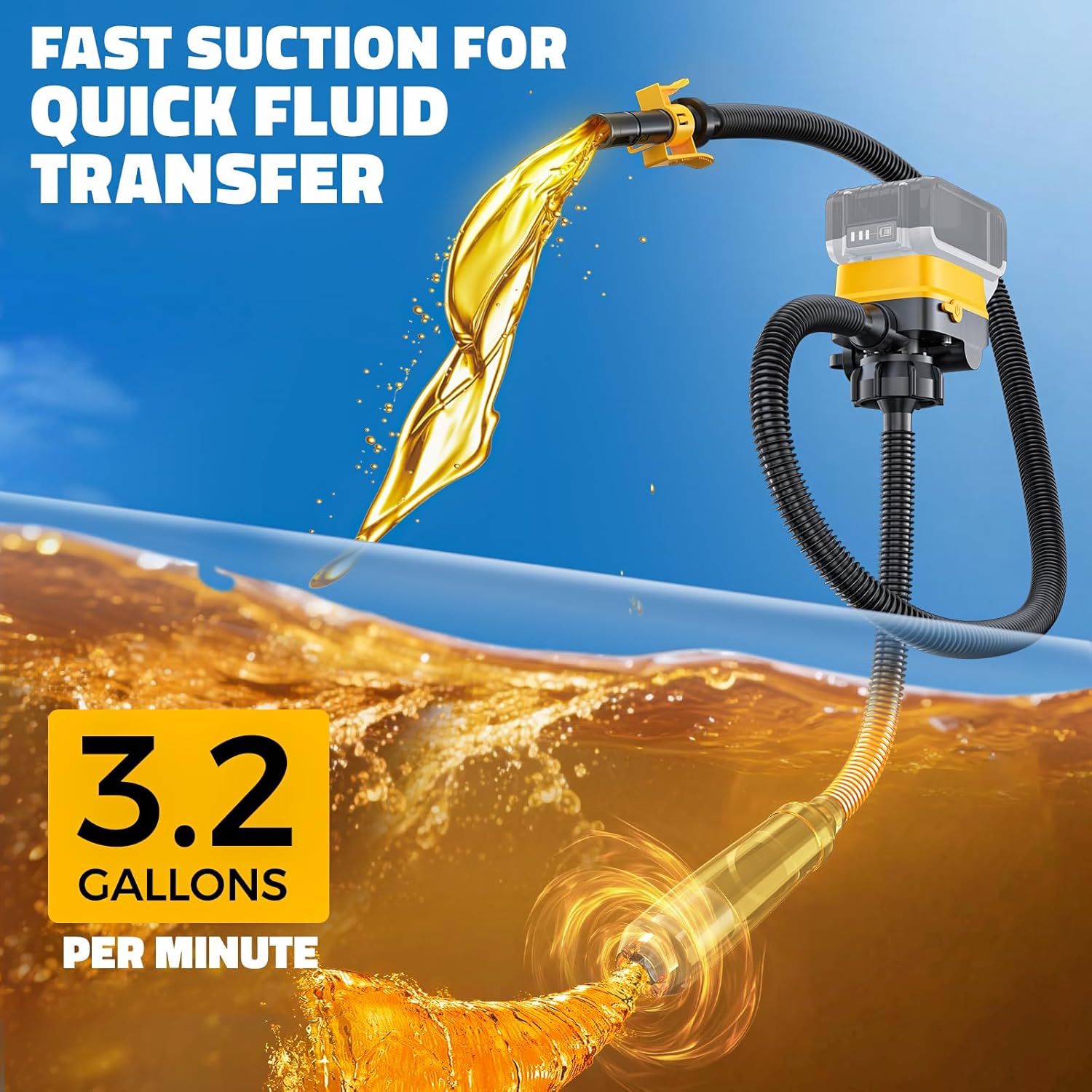 Thumbnail 2 de DIYtoolifz Cordless Fuel Transfer Pump with Auto-Stop (3.2 GPM) for DeWalt 20V & Milwaukee 18V Batteries