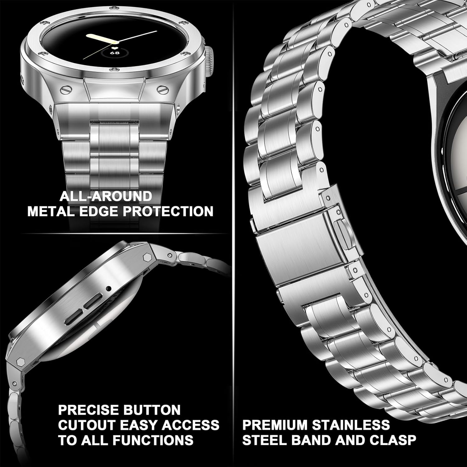 Thumbnail 2 de SUPLINK Stainless Steel Case and Bands for Google Pixel Watch — 45mm/41mm compatibility, 316L steel, adjustable metal strap