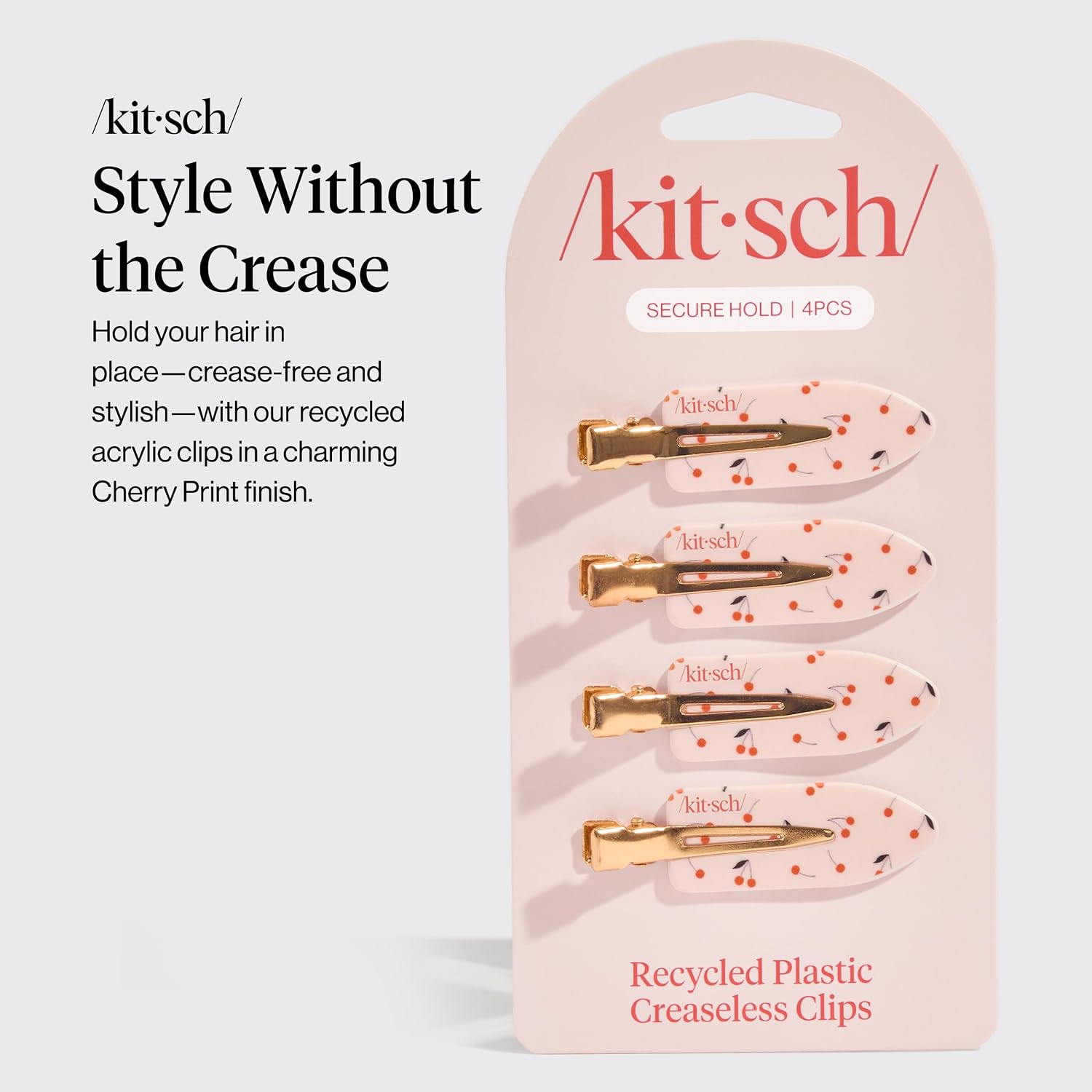 Thumbnail 1 de Kitsch Creaseless Hair Clips for Women – Cherry Print, No Crease, No Bend (4 Pack)