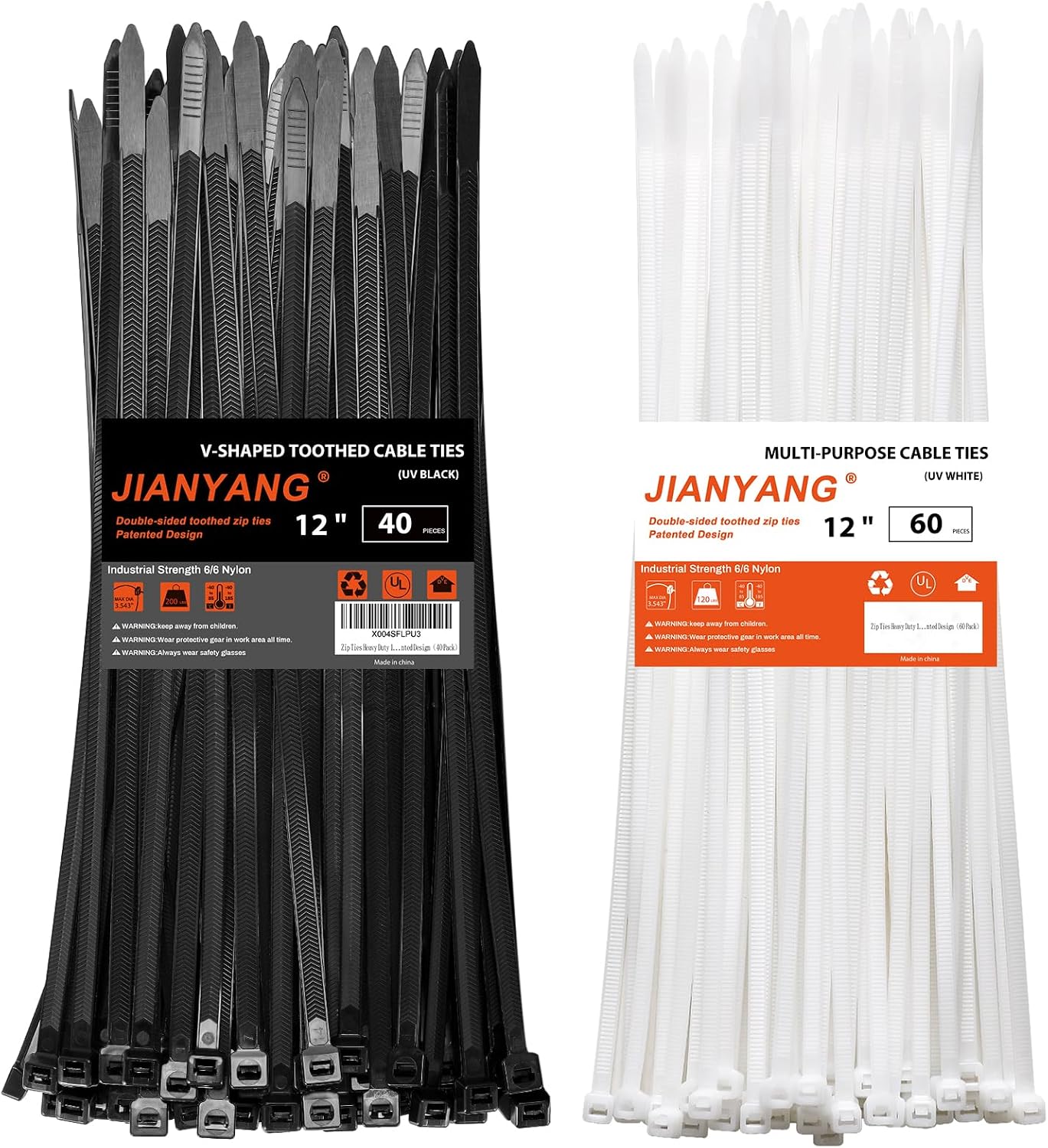 Detalle de JIANYANG Heavy-Duty Cable Ties, 12-Inch