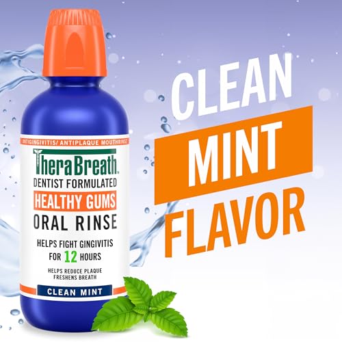 Detalle de TheraBreath Healthy Gums Oral Rinse (Clean Mint) – 2 x 16 oz, Alcohol-Free
