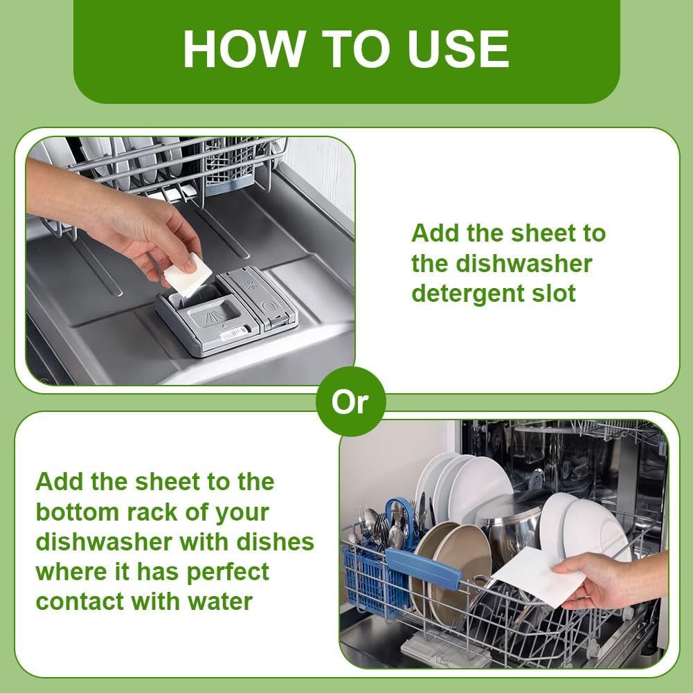 Detalle de AOOWU 5449503 Dishwasher Sheets, 100 Pack with Protease Enzymes