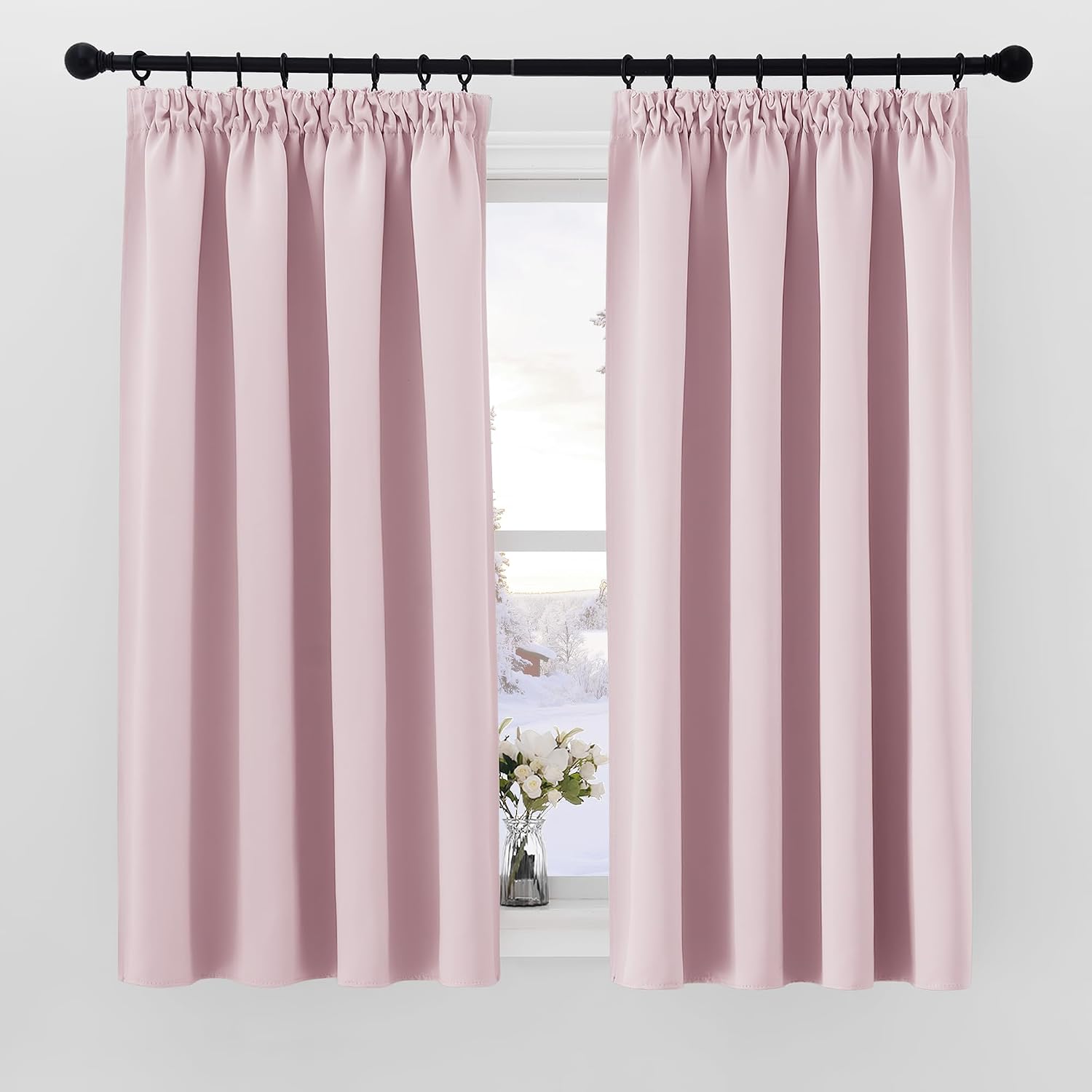 Detalle de PONY DANCE Pink Curtains for Girls Bedroom 54 drop 2 Panels 💫