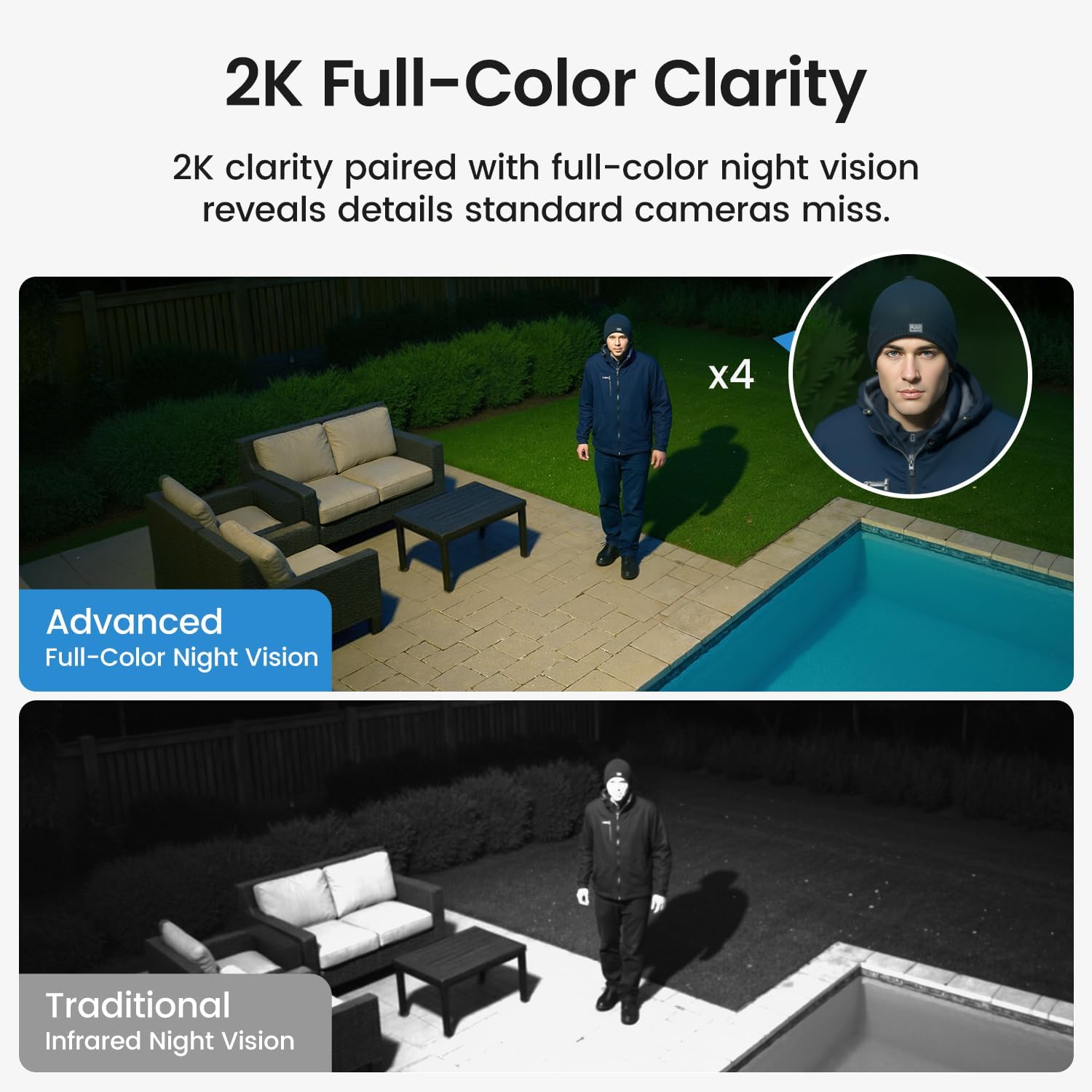 Thumbnail 4 de aosu Solar Security Cameras Wireless Outdoor 2K Color Night Vision 4-Cam Kit with Local Storage (No Subscription)