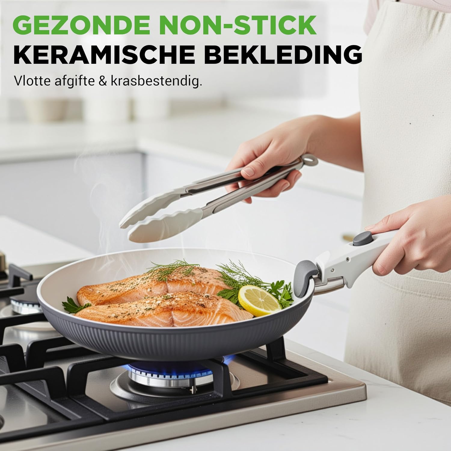 Thumbnail 1 de NutriChef NCCS18DTHGY keramische pannenset, 18-delig en ruimtebesparend