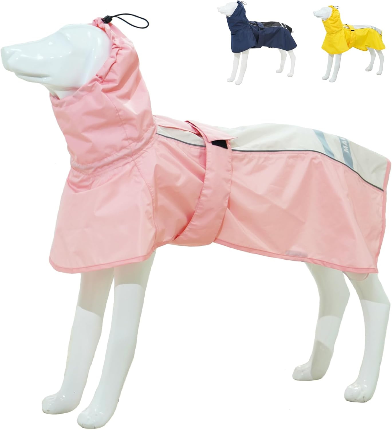 Detalle de Waterproof Dog Raincoat with Reflective Strip and Leash Hole (Pink & White) – S (4–6kg)