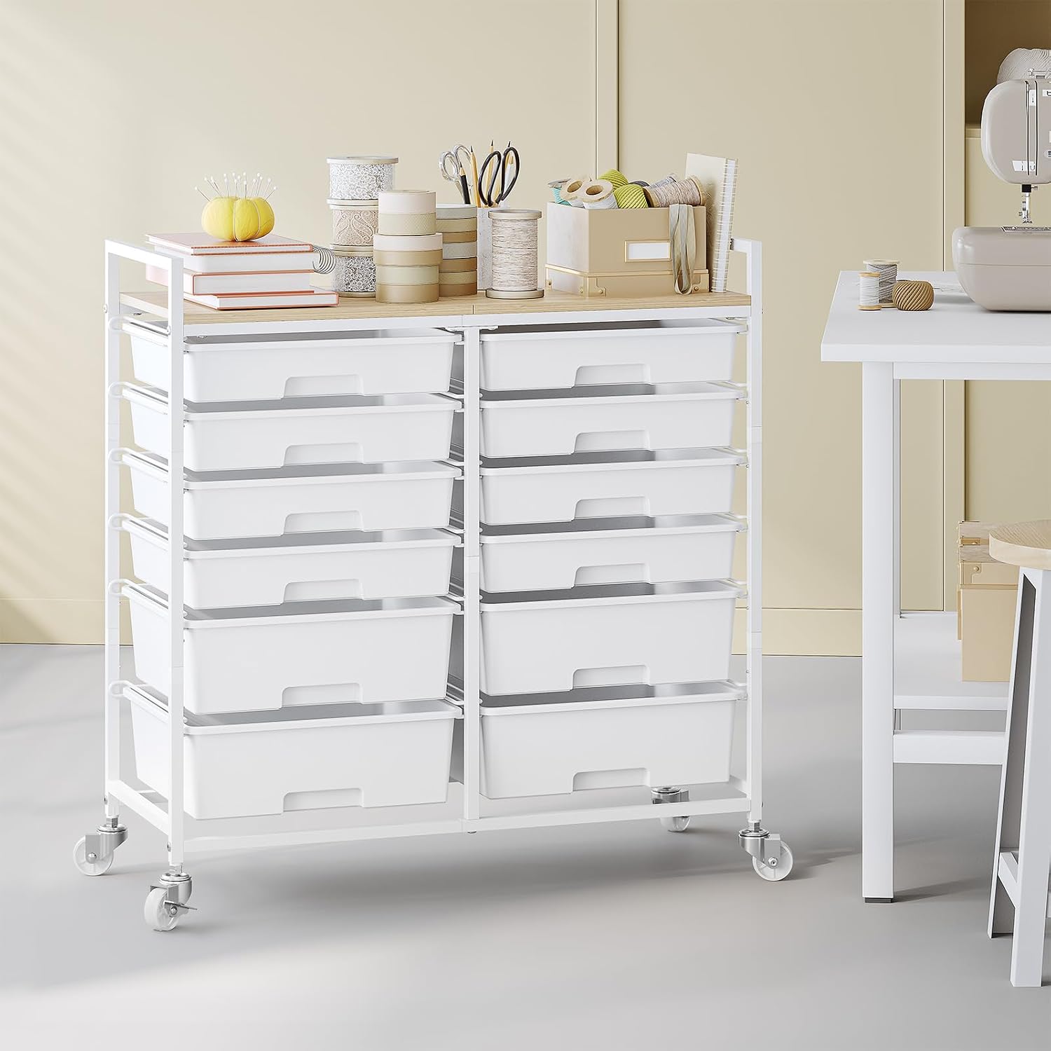 Detalle 2 de TOOLF Rolling Storage Cart, 12 Drawers