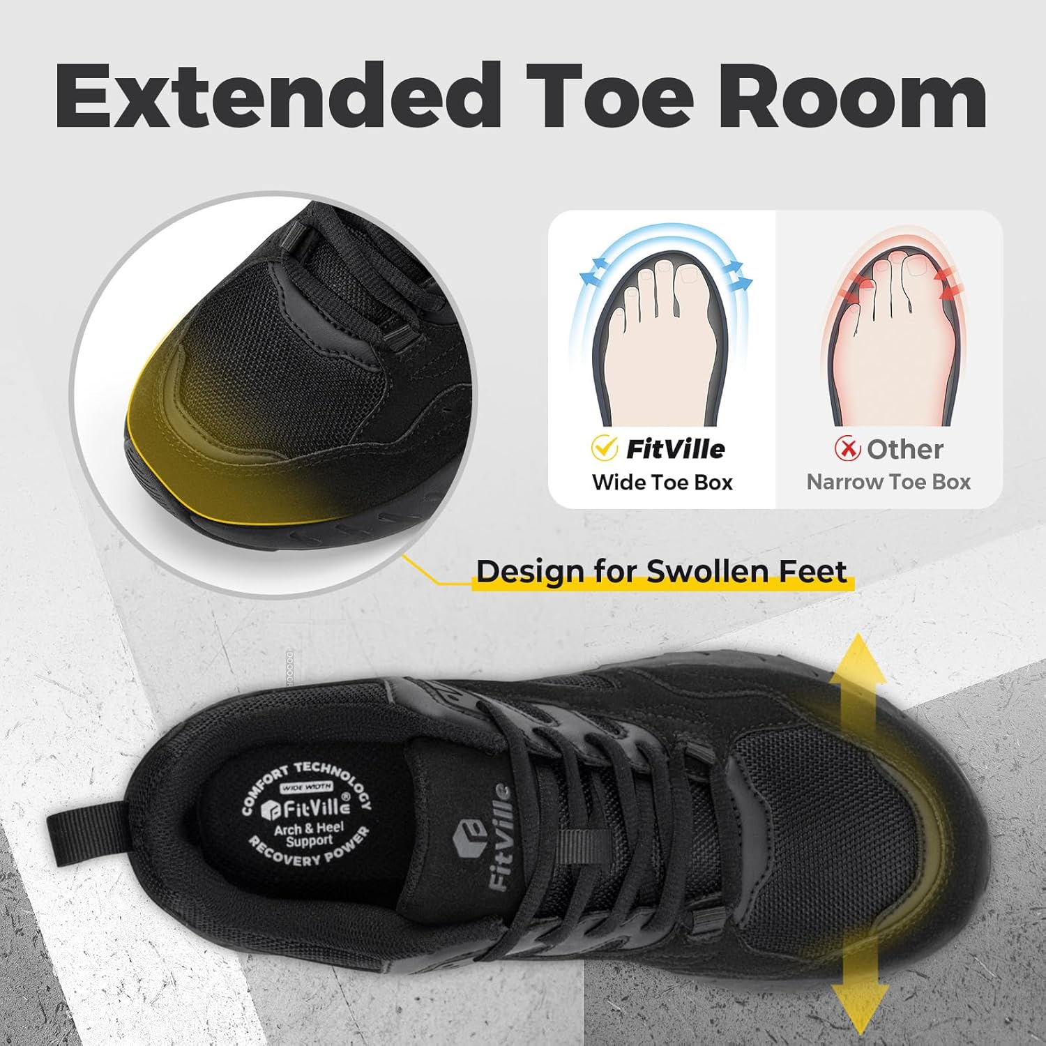 Thumbnail 2 de FitVille Extra Weit Laufschuhe Damen – Bequeme Sneaker mit breiter Zehenbox