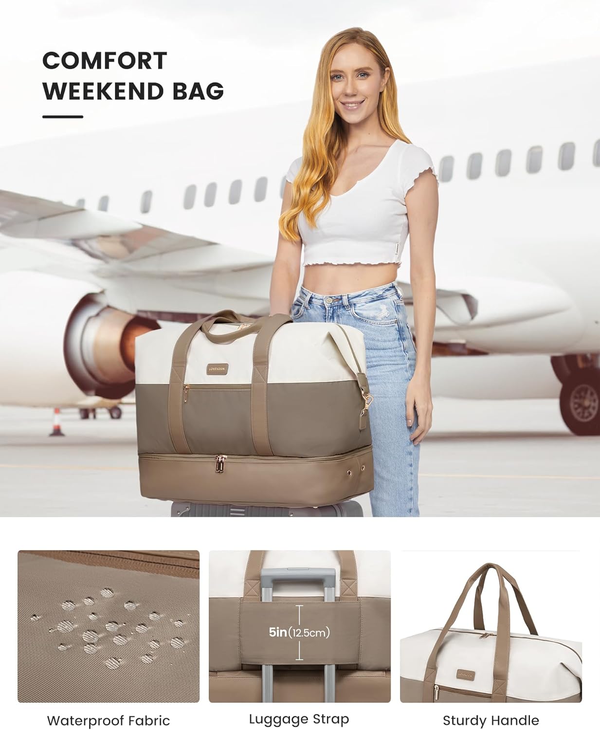 Thumbnail 6 de LOVEVOOK Travel Overnight Bag for Women: Waterproof Duffle with Shoe Compartment, Wet/Dry Split, and Trolley Sleeve